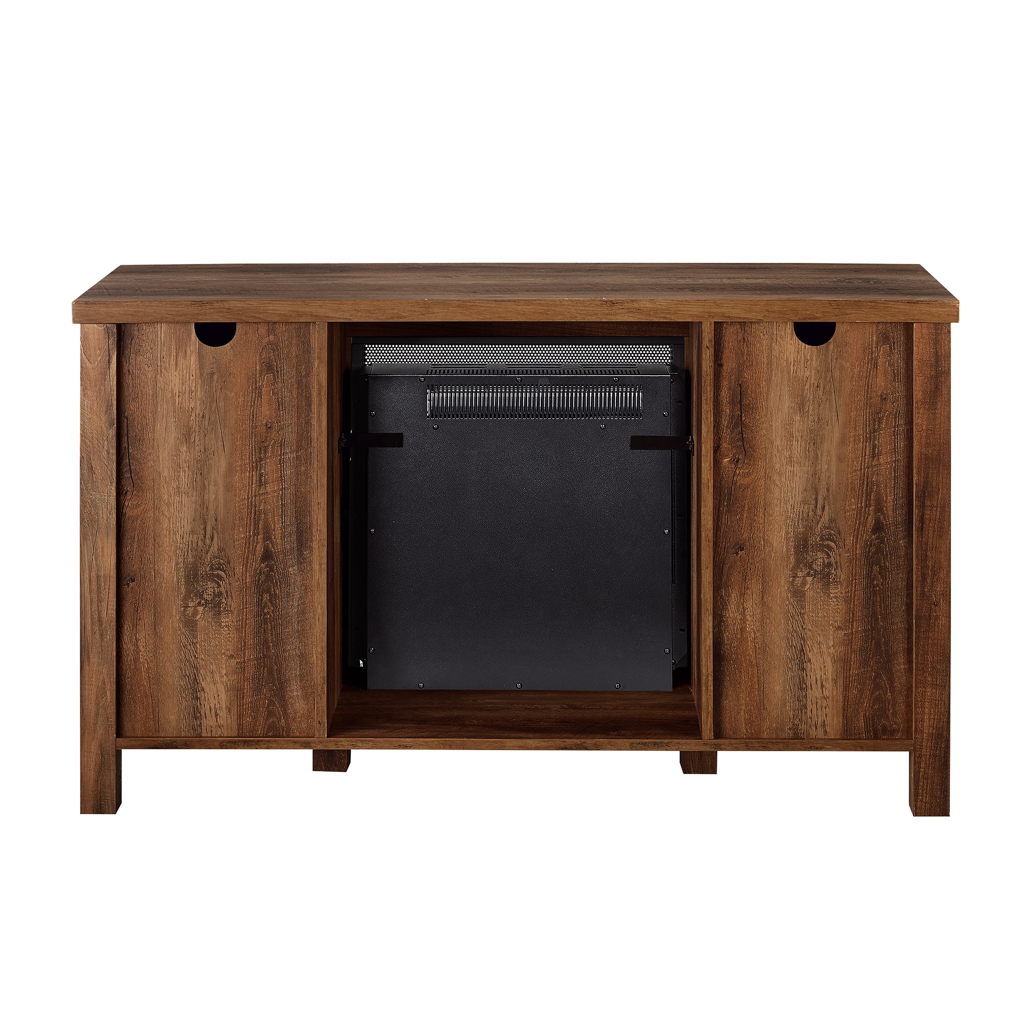 Walker Edison 48in W Reclaimed Barnwood TV Stand with LED Electric Fireplace at