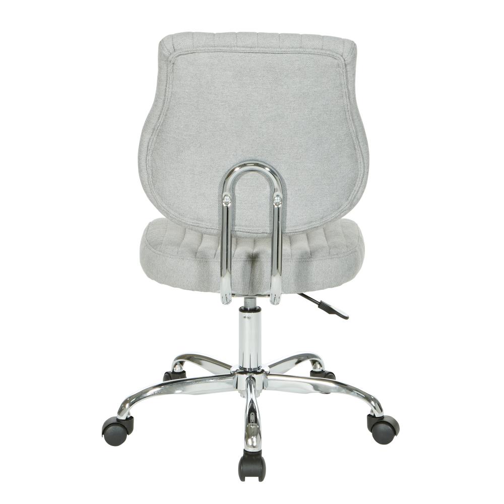 Fog Gray Ergonomic Armless Swivel Office Chair with Chrome Base