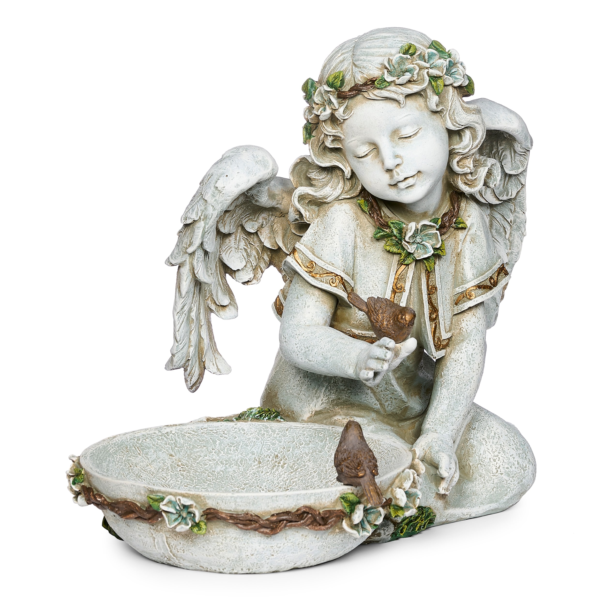 Roman 62852 13.2-Inches H x 12.1-Inches W Gray Angels and cherubs Garden Statue