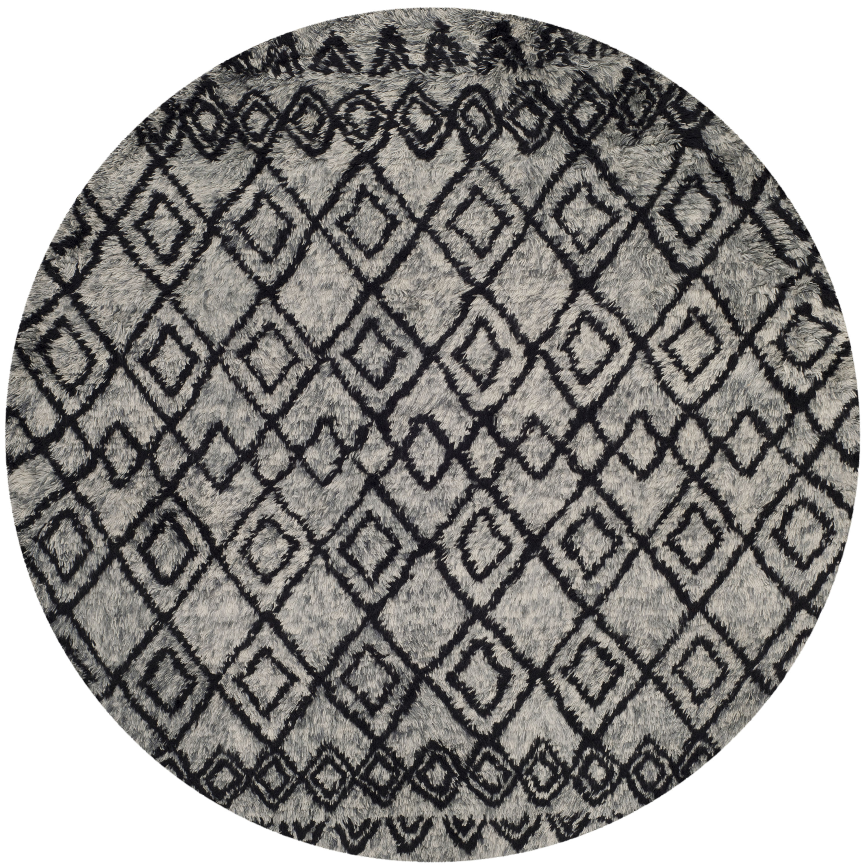 Safavieh CSB845K-6R Casablanca Roselyn 6 x 6 (ft) Tufted Wool Gray/Charcoal Round Indoor Geometric Global Area rug