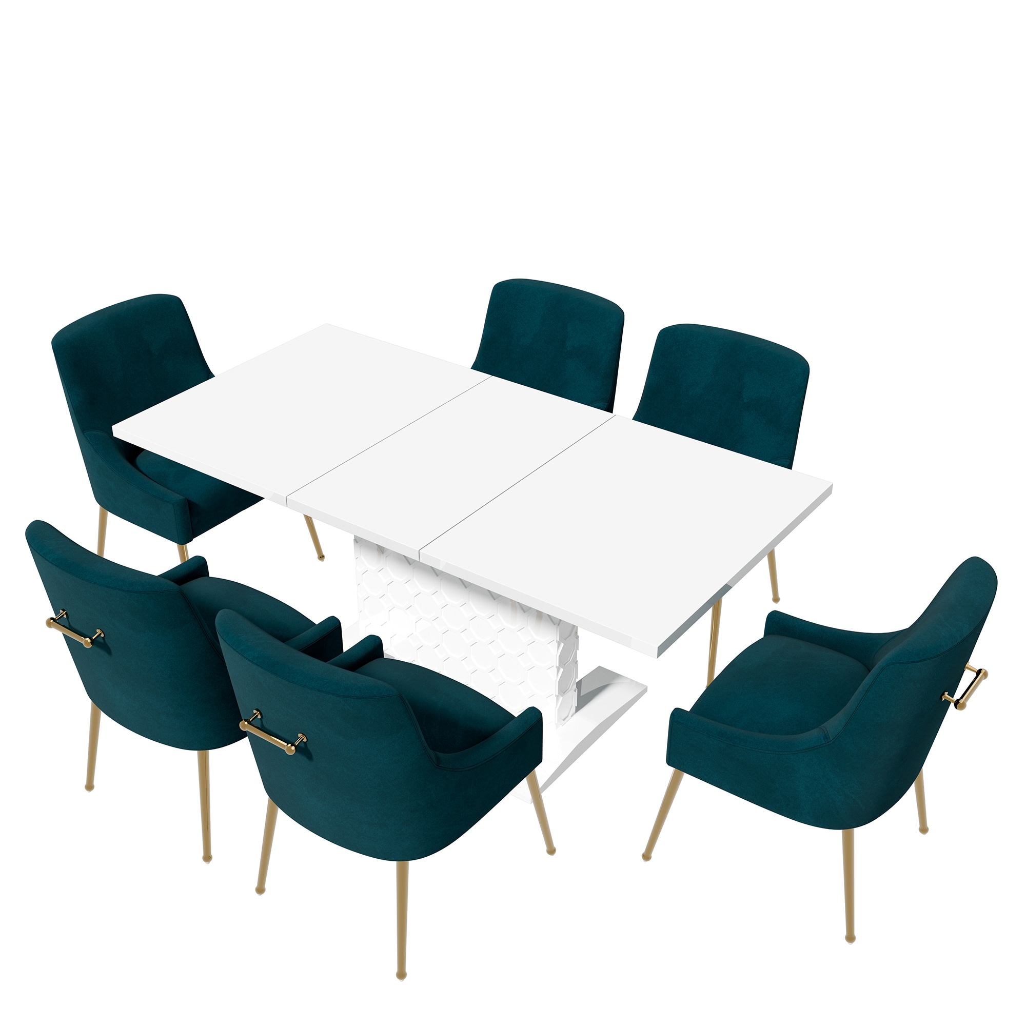 Clihome CL-ST1WH700LGR Blueish Green Chair/White Table Contemporary/Modern Dining Room Set with Rectangular Table ( Seats 6 )