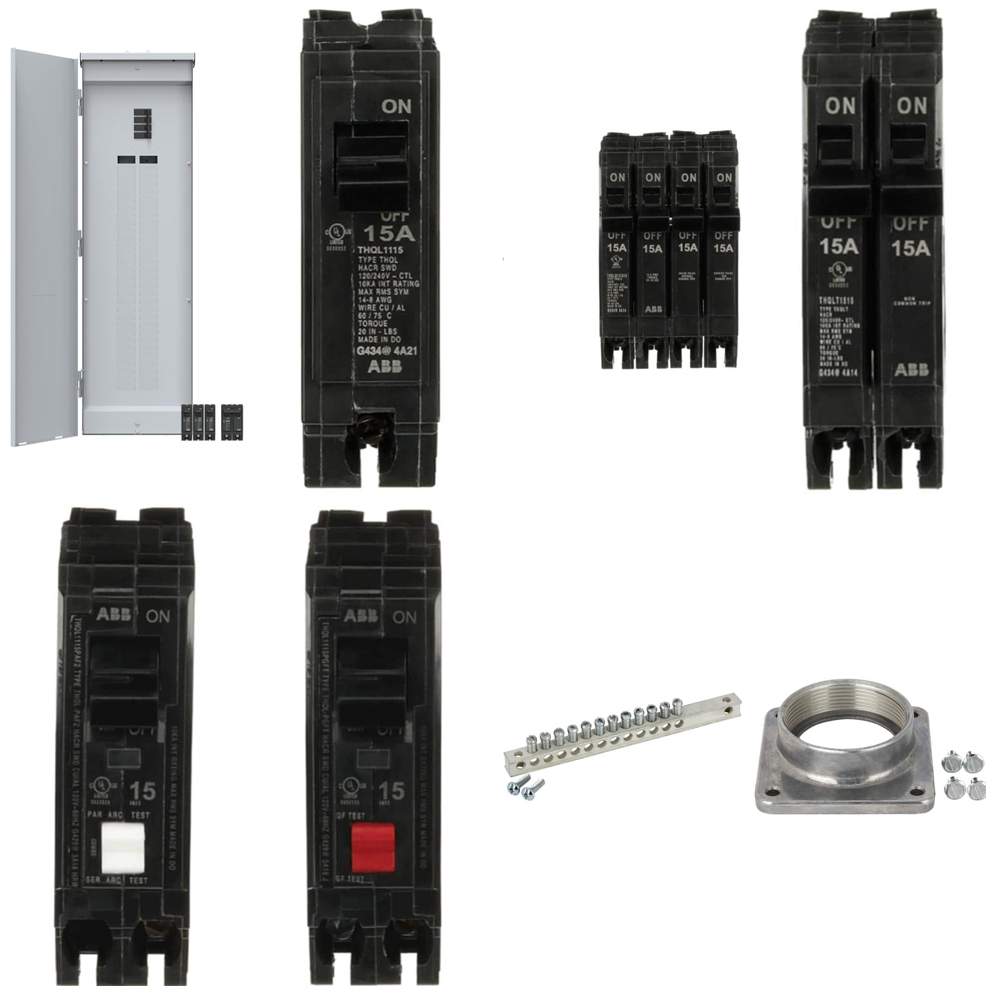 ABB  ReliaHome P-Series 200 -Amp 60 -Spaces 120 -Circuit Outdoor Main Breaker Plug-On Neutral Load Center (Value Pack) and Accessories Collection