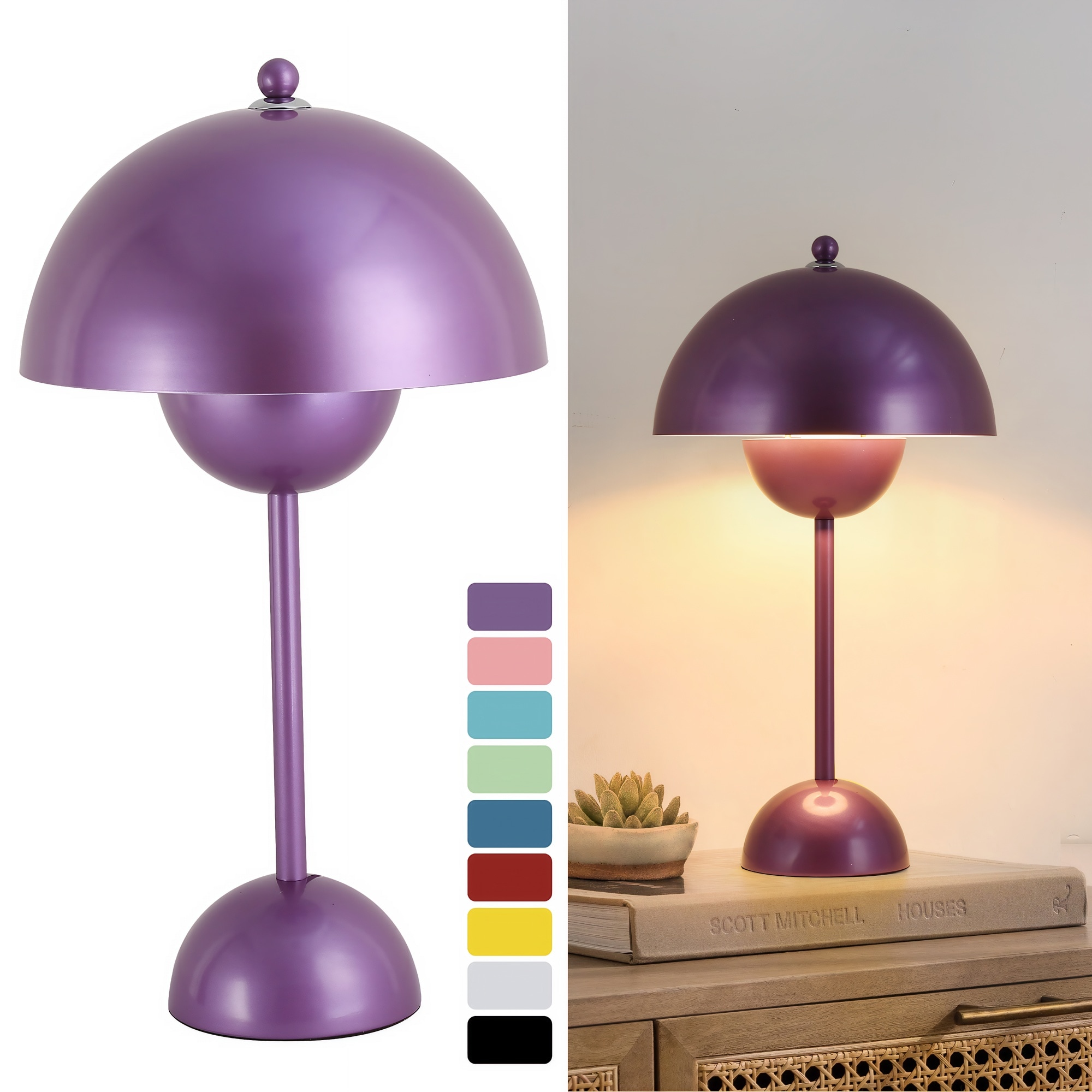 Zompoo - 18-in Purple Standard Desk Lamp with Metal Shade
