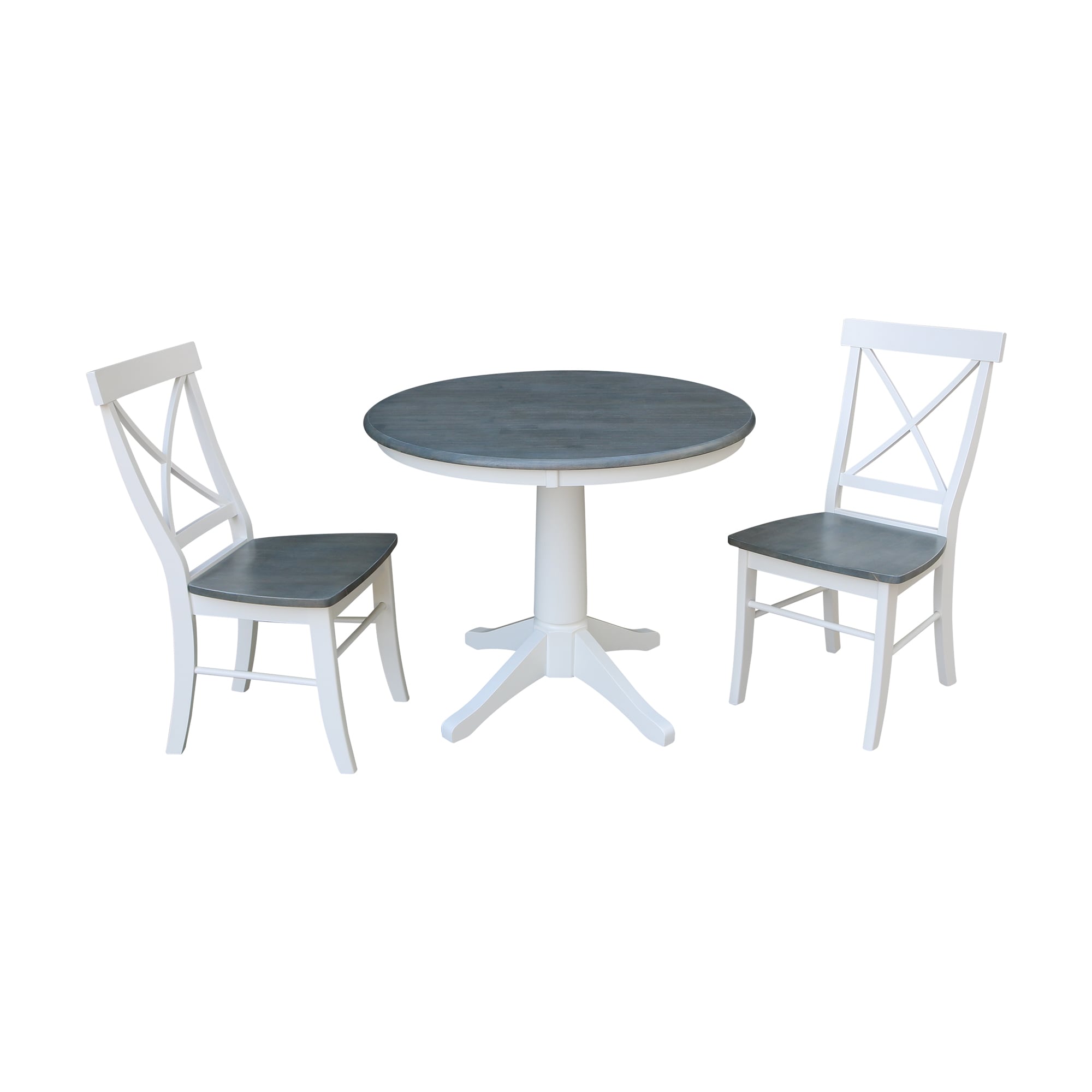 International Concepts K05-36RT-27B-C613-2 White/Heather Gray Casual Dining Room Set with Round Table ( Seats 2 )
