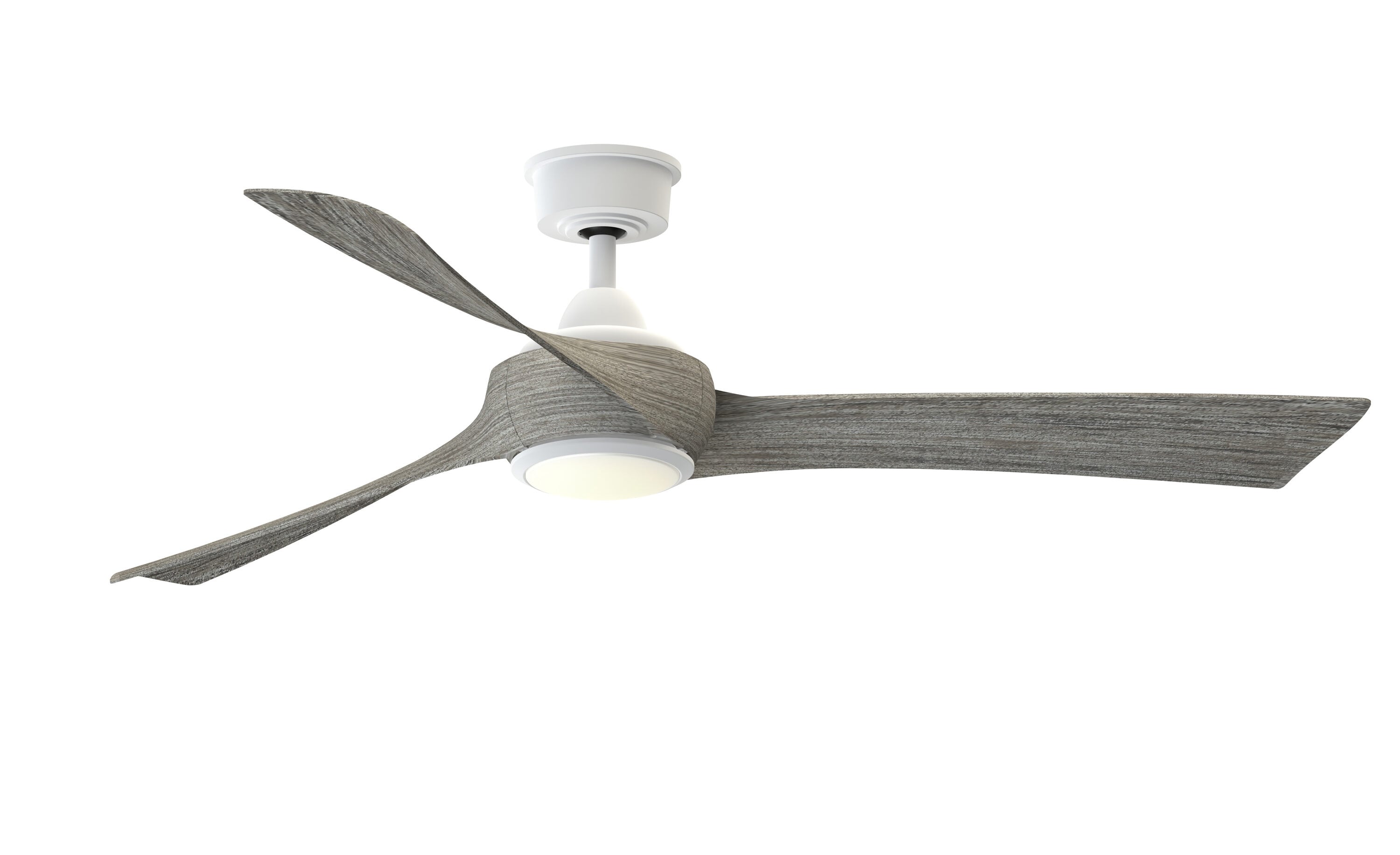 Fanimation Wrap Custom 60-in Matte White with Weathered Wood Blades Color-changing Integrated LED Indoor/Outdoor Smart Ceiling Fan with Light and Remote (3-Blade) FPD8530MW-60WE-LK Sansujyuku sansujyuku.com