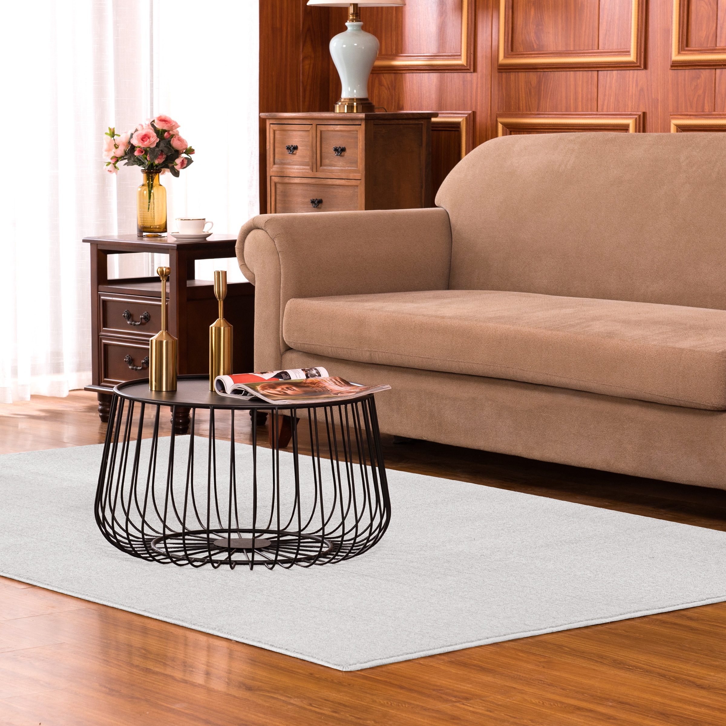 Subrtex SBTDT001-WH02 Modern Design 3 x 5 (ft) Woven Polyester White Rectangular Indoor Abstract Machine washable Area rug