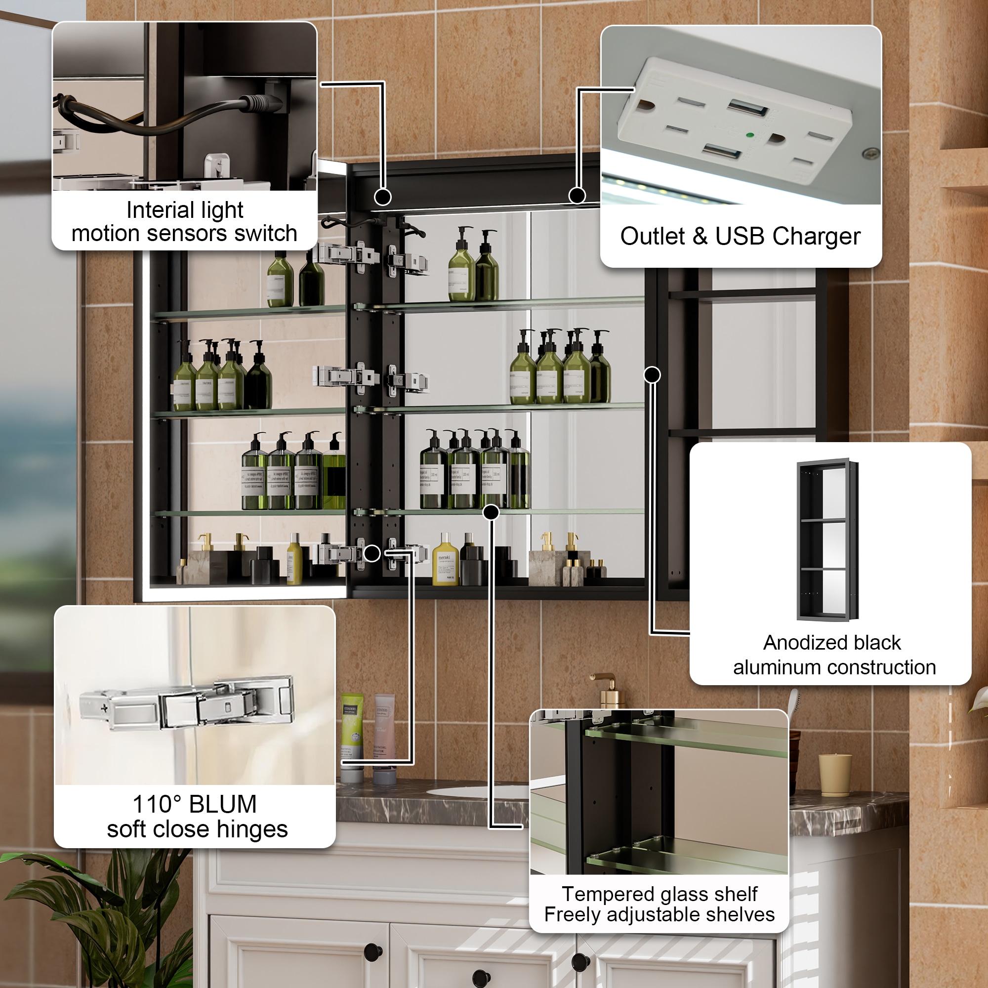 WELLFOR W12MCL2430L-MC Bathroom-Medicine-Cabinets - View #5