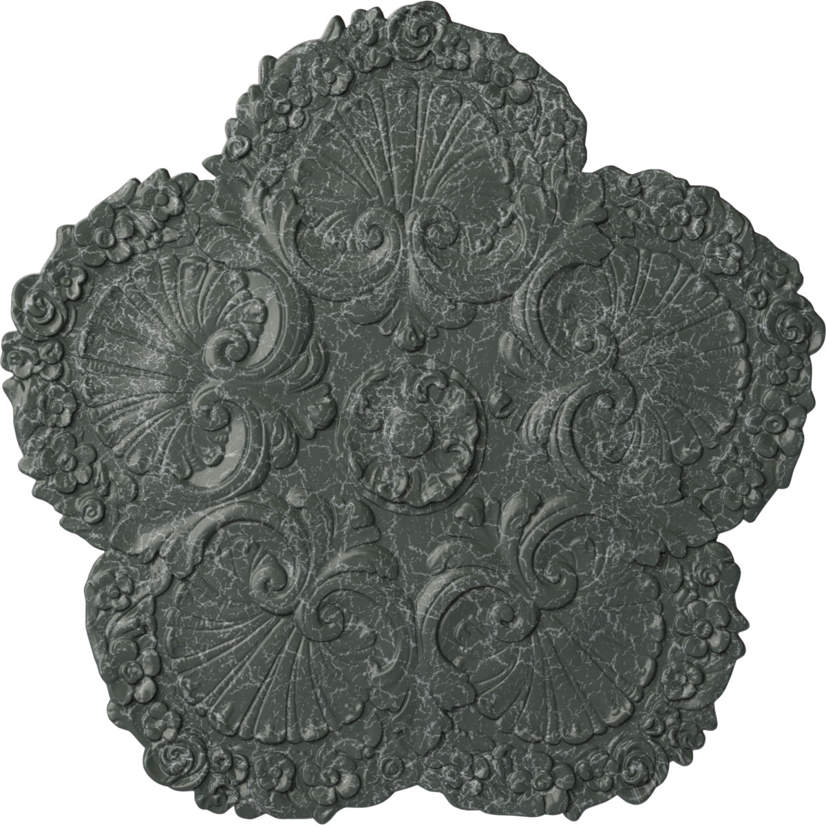 Ekena Millwork CM25SHAGC Shell 25.625-in W x 25.625-in L Painted Athenian Green Crackle Polyurethane Whole Ceiling Medallion