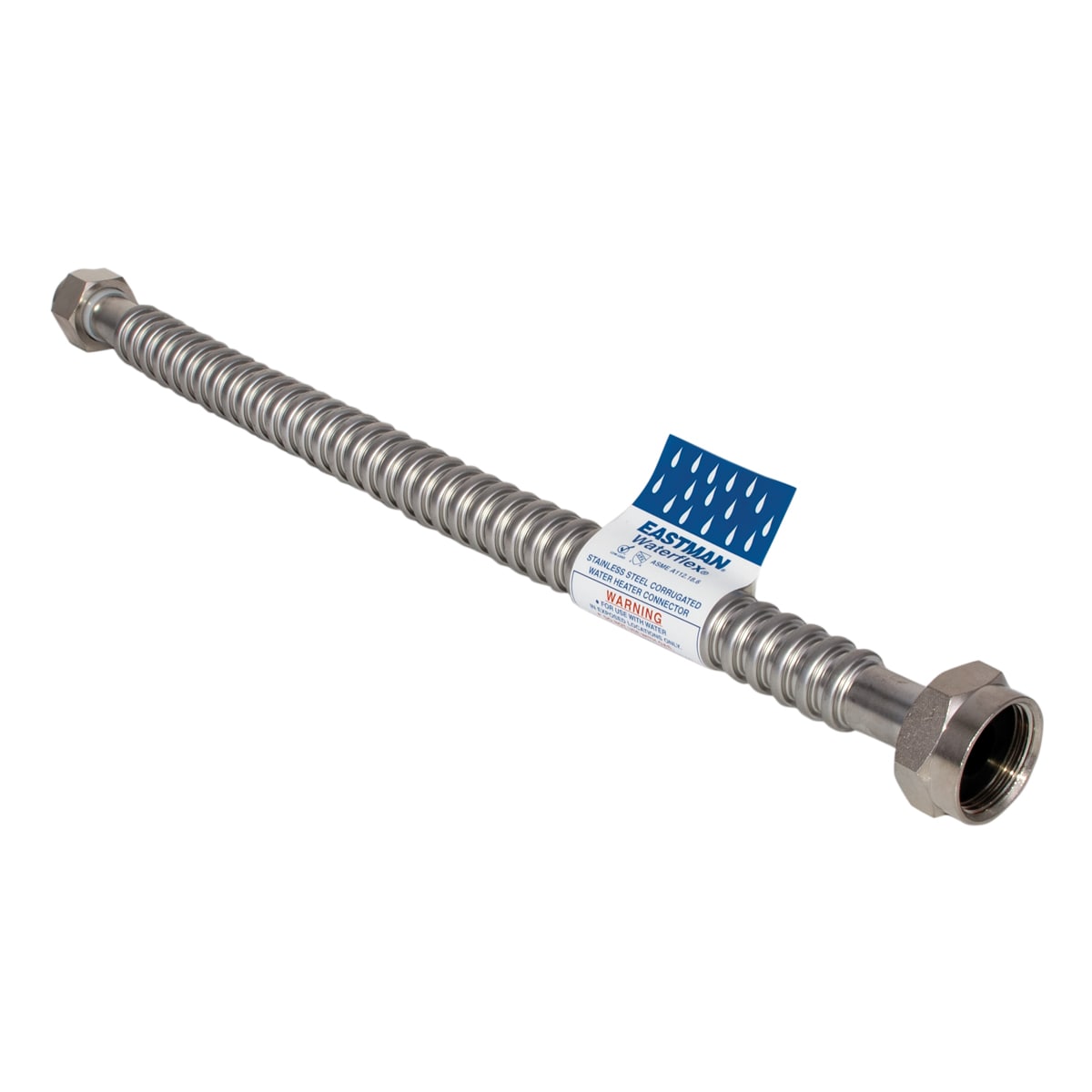 EASTMAN 0437515 15-in 3/4-in FIP Inlet x 1-in FIP Outlet Braided Stainless Steel Water Heater Connector