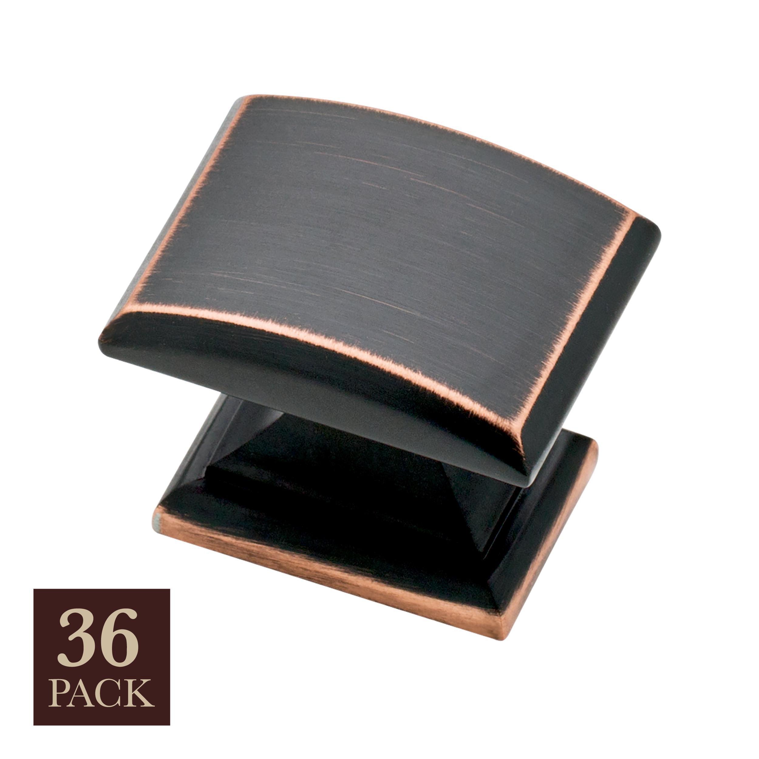 allen + roth P32943W-VBC-K3 Eugene 1-1/4-in Bronze With Copper Highlights Rectangular Contemporary Cabinet Knob 36 -Pack