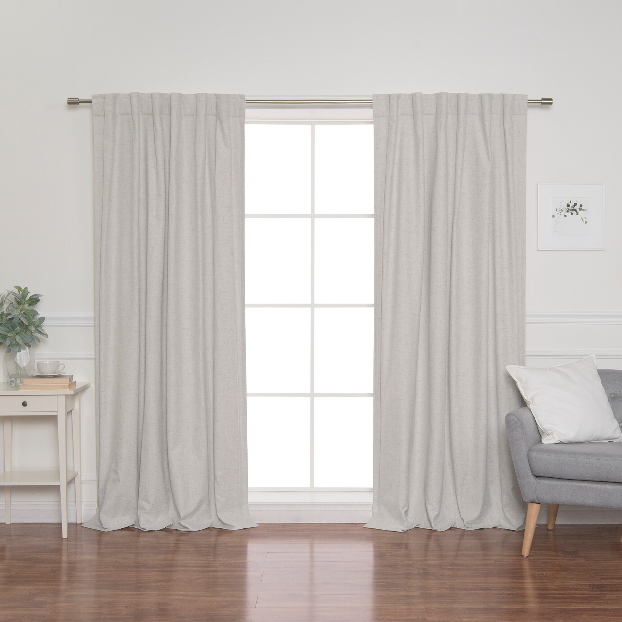 Best Home Fashion JC-02-BAK-84-LINEN 84-Inches Linen Blackout Back tab Curtain panel pair