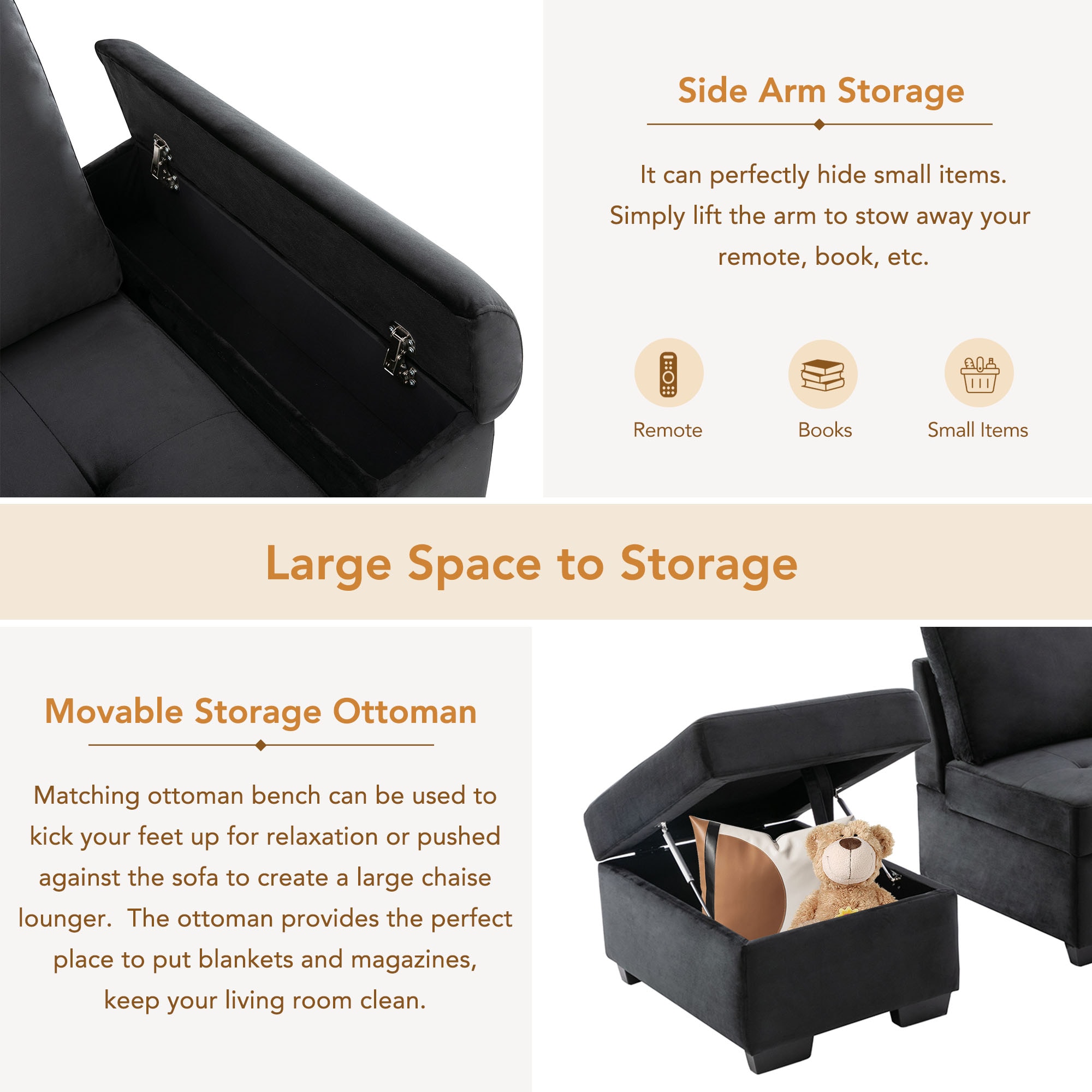 ModernLuxe L-SG000250AAB Sofas-Loveseats - View #5