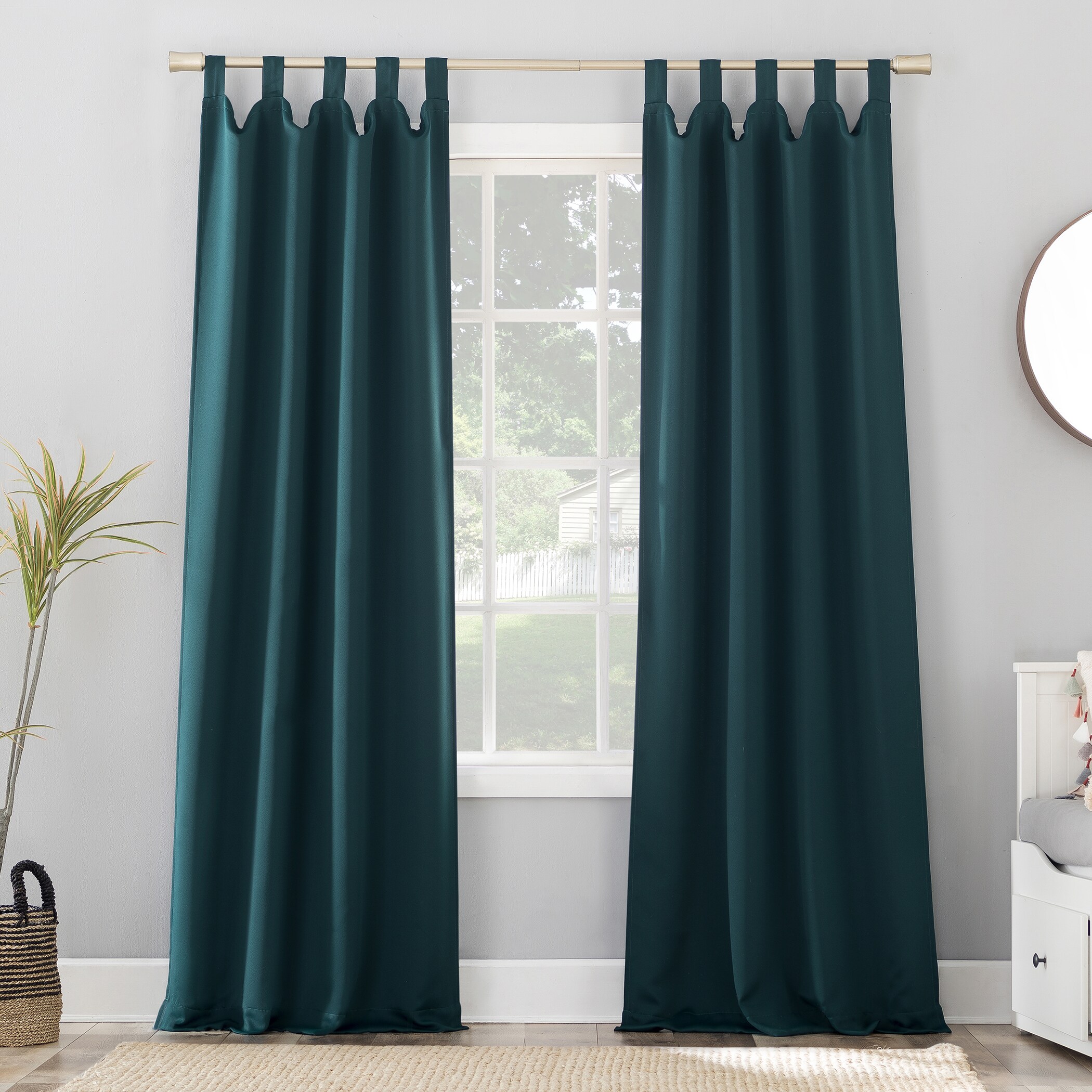 Sun Zero 57798 63-Inches Teal Blackout Interlined Top tab Single curtain panel