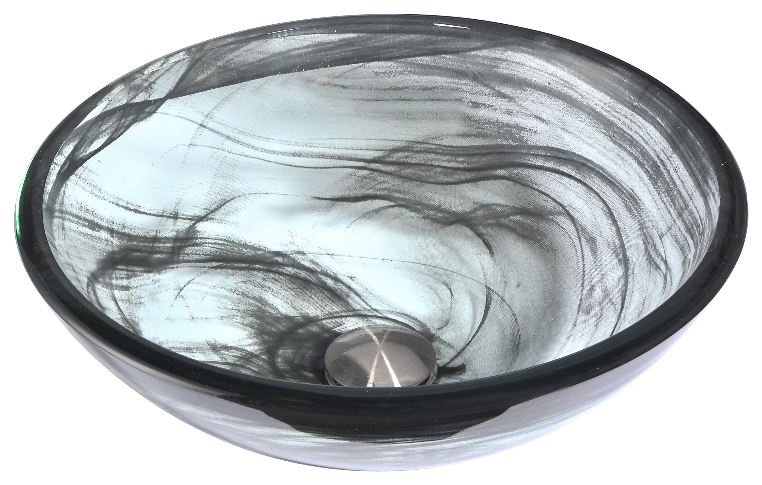 ANZZI LS-AZ054 Mezzo Tempered glass Vessel Round Modern Slumber wisp Bathroom Sink with Drain Included ( 16.5-Inches x 16.5-Inches )