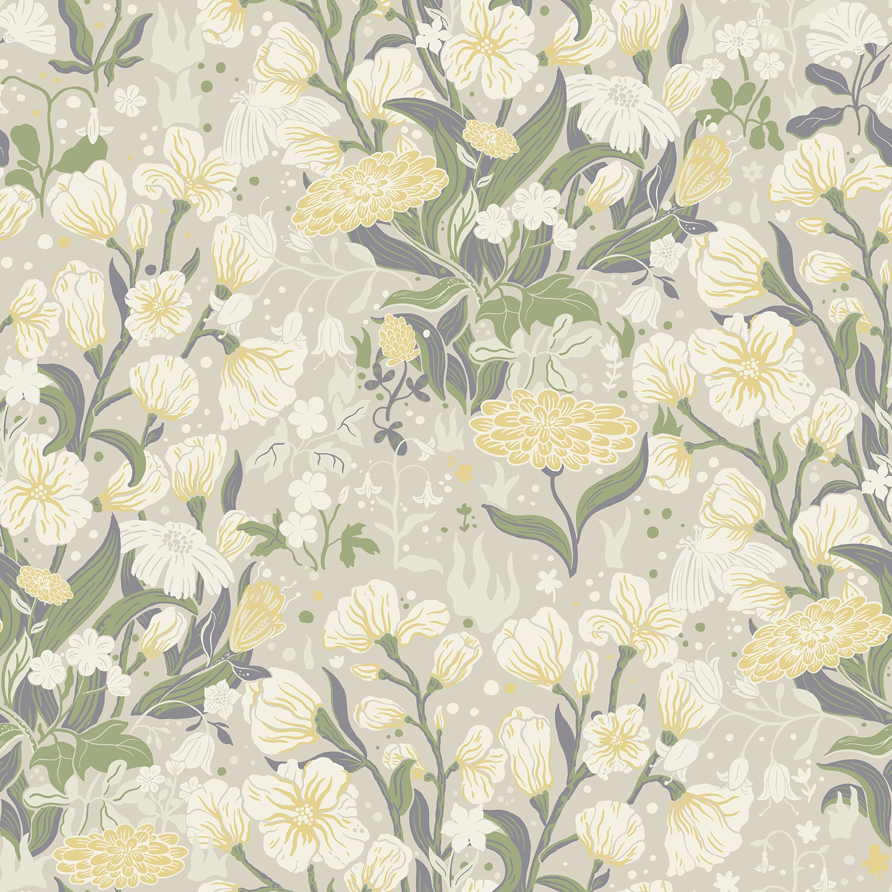 Hava Yellow Meadow Flowers Non-Woven Wallpaper Roll