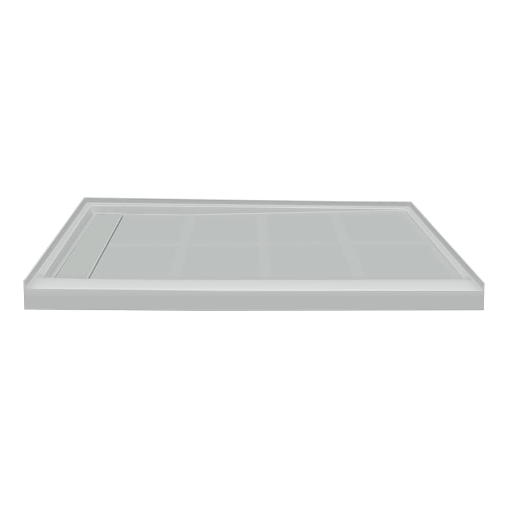 Transolid FL4832L-39 Linear 32-in W x 48-in L Grey Single Threshold Rectangle Shower pan base with 4-in H Threshold (Left Drain)