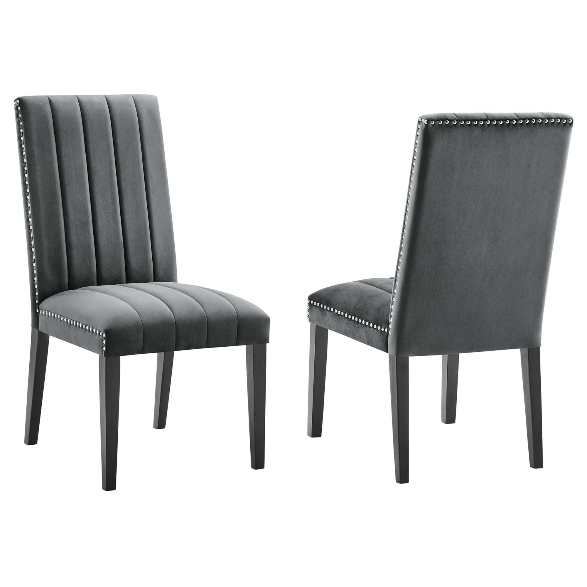  Catalyst Performance Velvet Dining Side Chairs Set of 2 in Gray