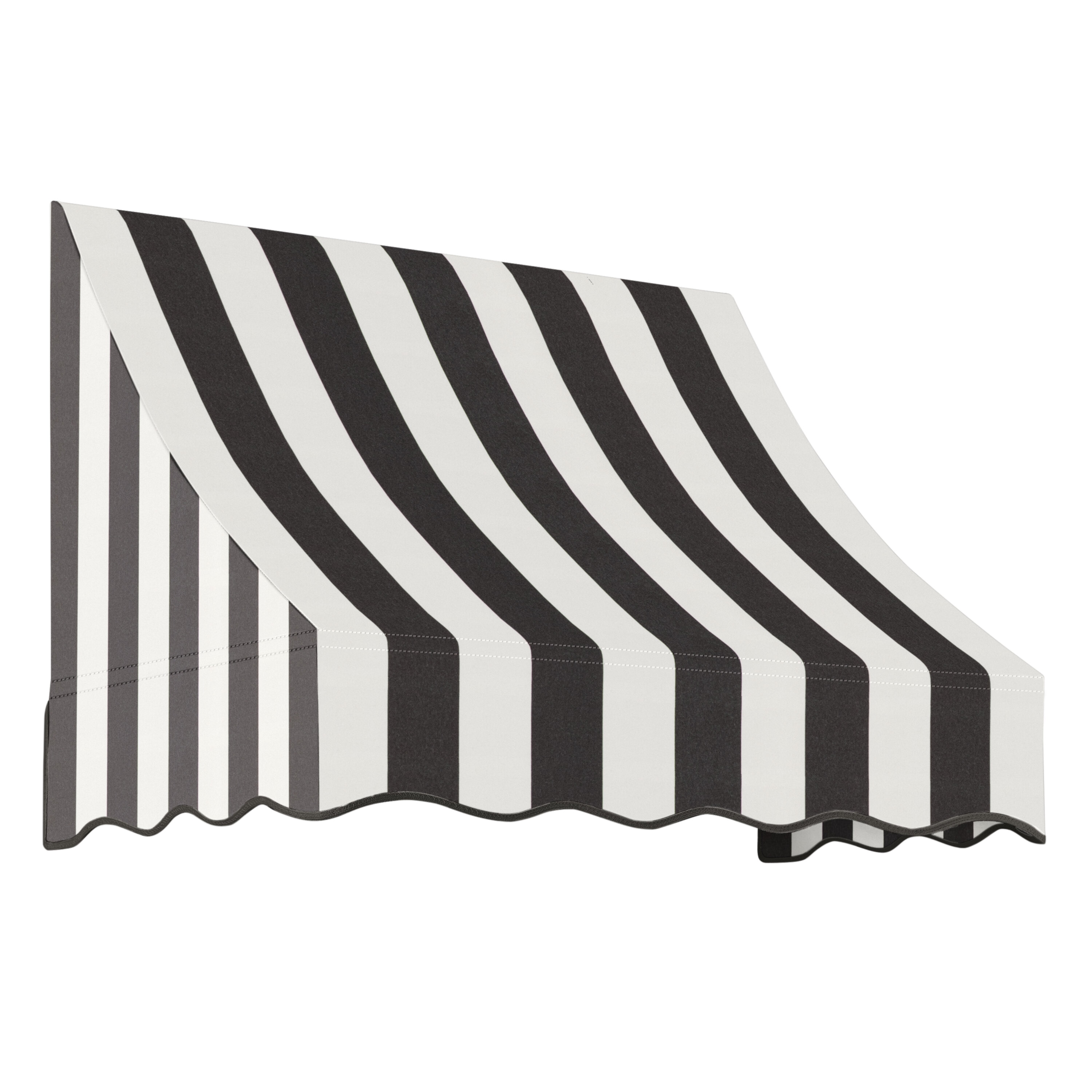 Awntech NT22-L-4KW Nantucket 52.5-in Wide x 24-in Projection x 31-in Height Fabric Black/White Stripe Striped Fixed Window/Door Awning
