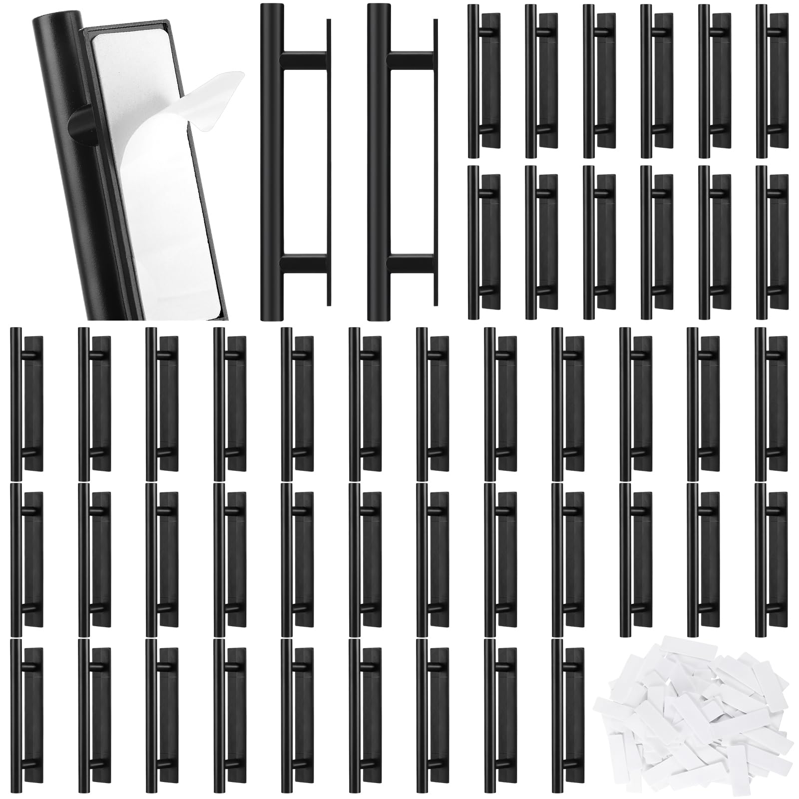 LILILIAN FMY  50 Pack Stick On Drawer Pulls ABS Plastic Self Adhesive Cabinet Handles Peel And Stick Door Handles For Kitchen Sliding Doors