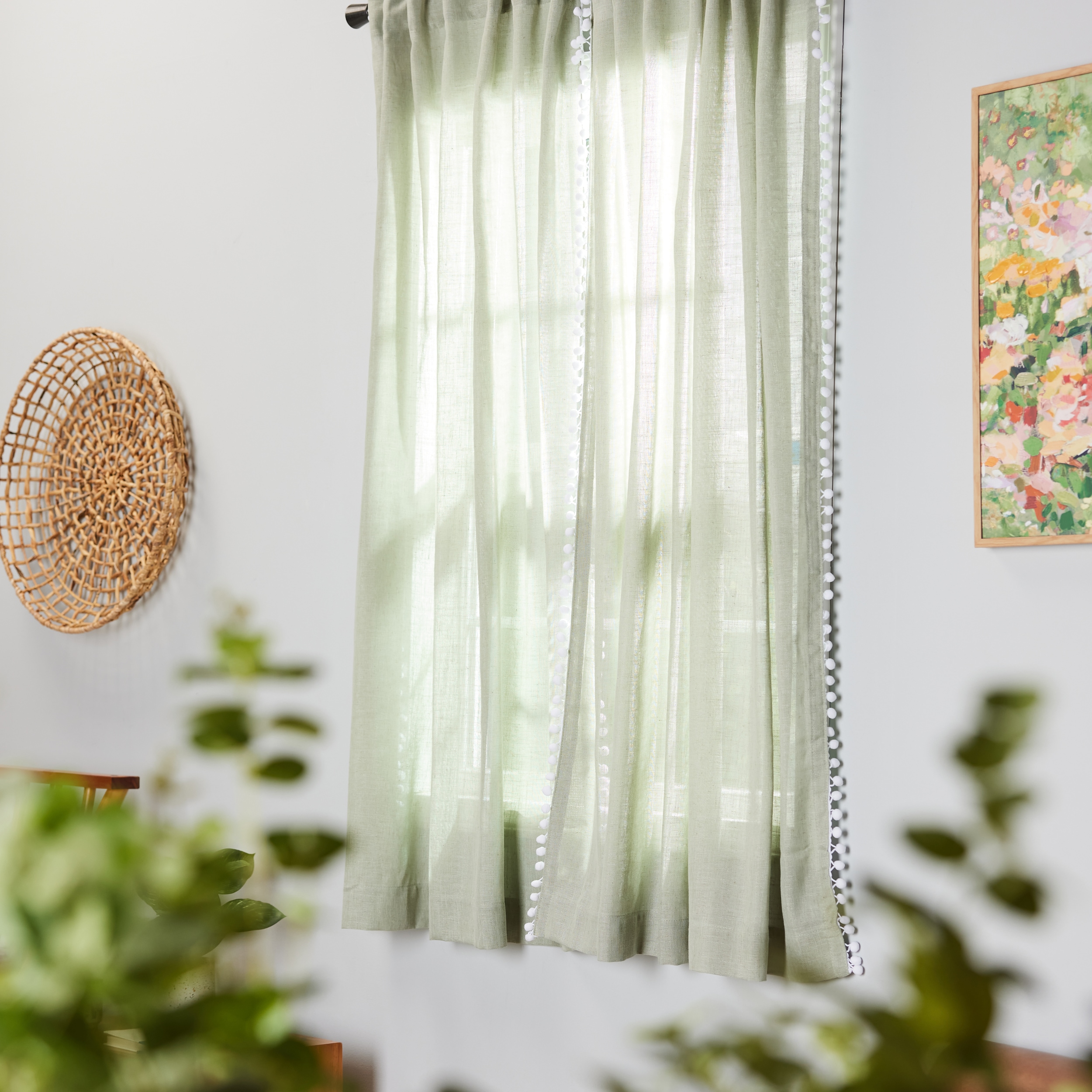 allen + roth X854.04763ZBG 63-Inches Seagreen Light filtering Back tab Single curtain panel