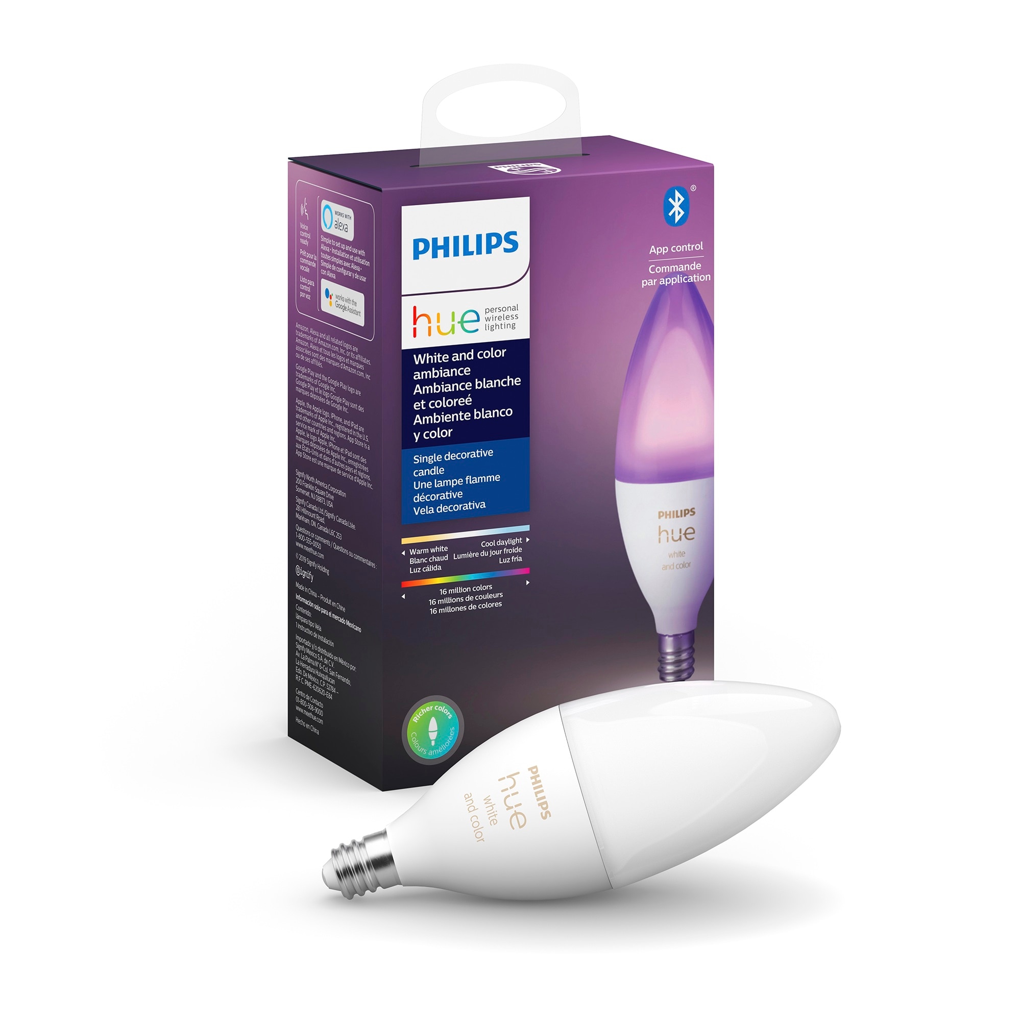 Philips Hue 40-Watt EQ B12 Full Color Dimmable Smart LED Light 