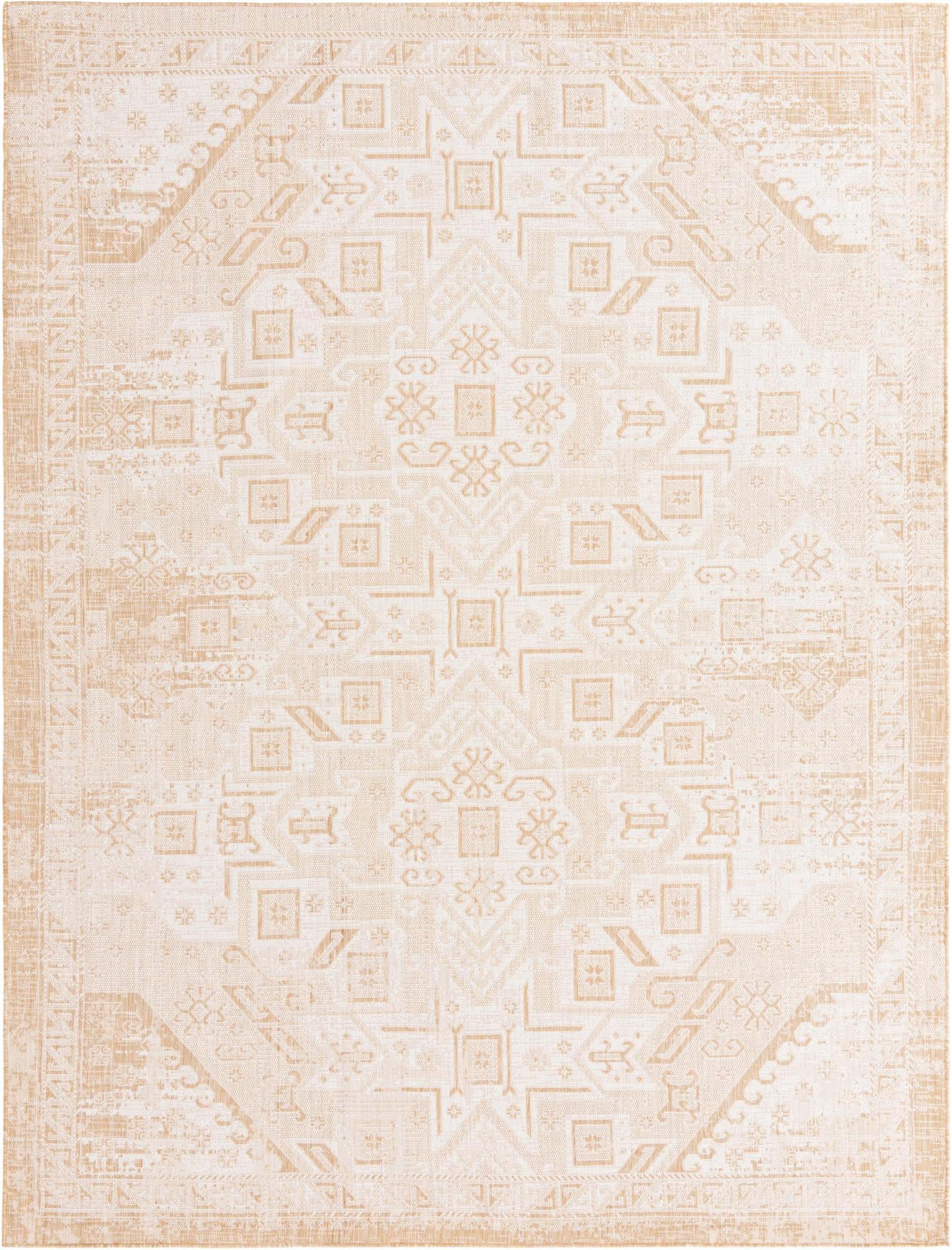 Natural Brown 9' x 12' Synthetic Flat Woven Outdoor Rug