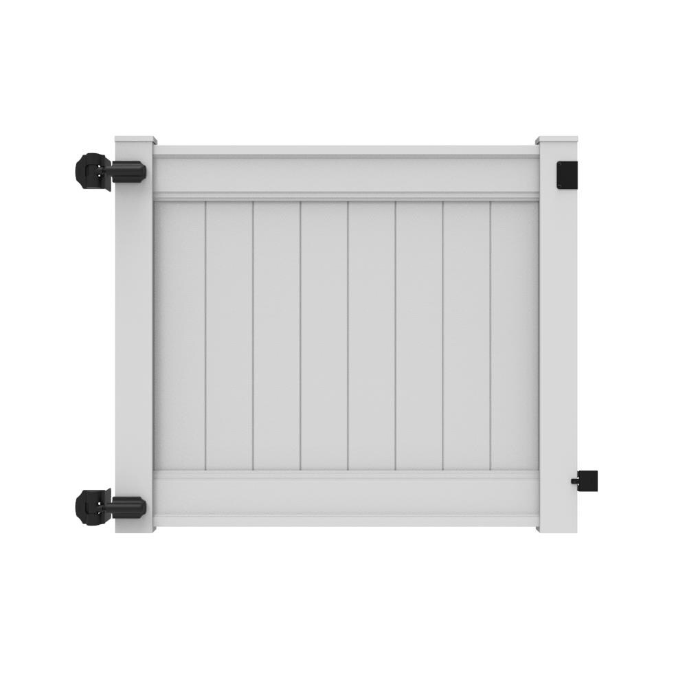 Freedom Emblem 4-ft H X 5-ft W White Vinyl Flat-Top Fence Gate In The ...