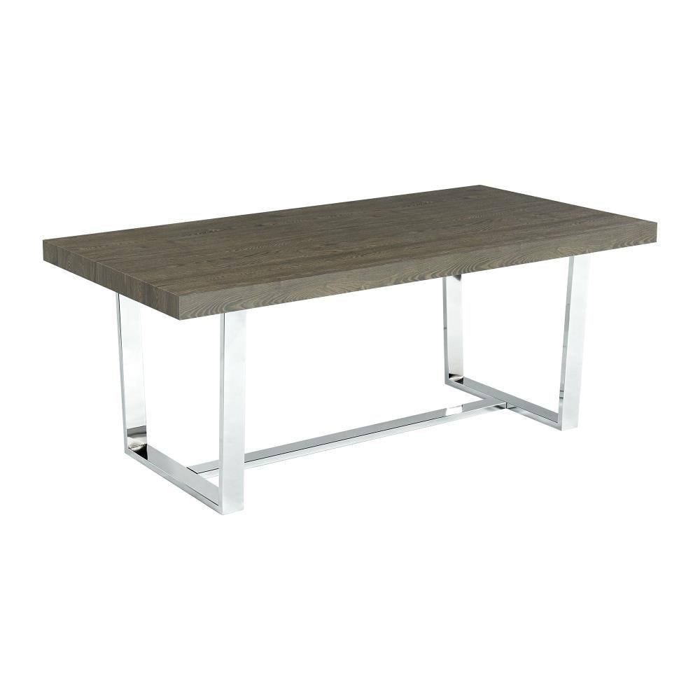 Picket House Furnishings CDND100DTB Nadine Oak/Chrome Transitional Dining Table, Wood with Chrome Metal 33-in L x 29-in H