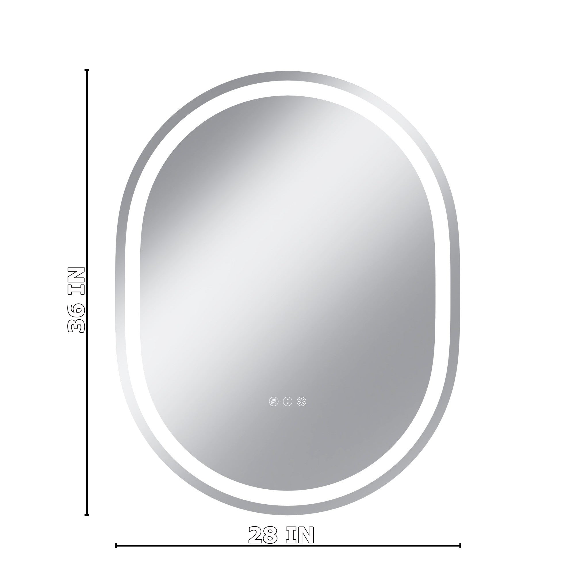 Boyel Living BLL060J-7090 Round Frontlit Glass Bathroom Vanity Mirror Dimmable LED Fog-Free HorizontalVertical Use 28-in x 36-in