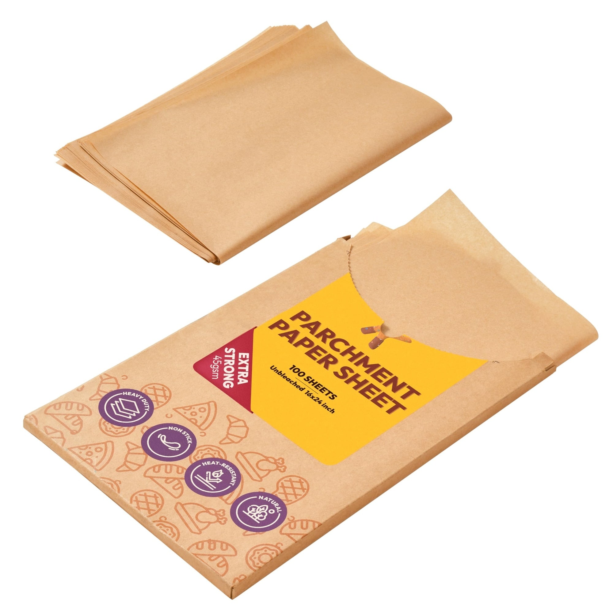 Anqtovp  16 x 24 Inch Unbleached Parchment Paper Sheets 100 pcs Non Stick Precut Baking Paper for Cooking Grilling Frying Steaming Pan Liners