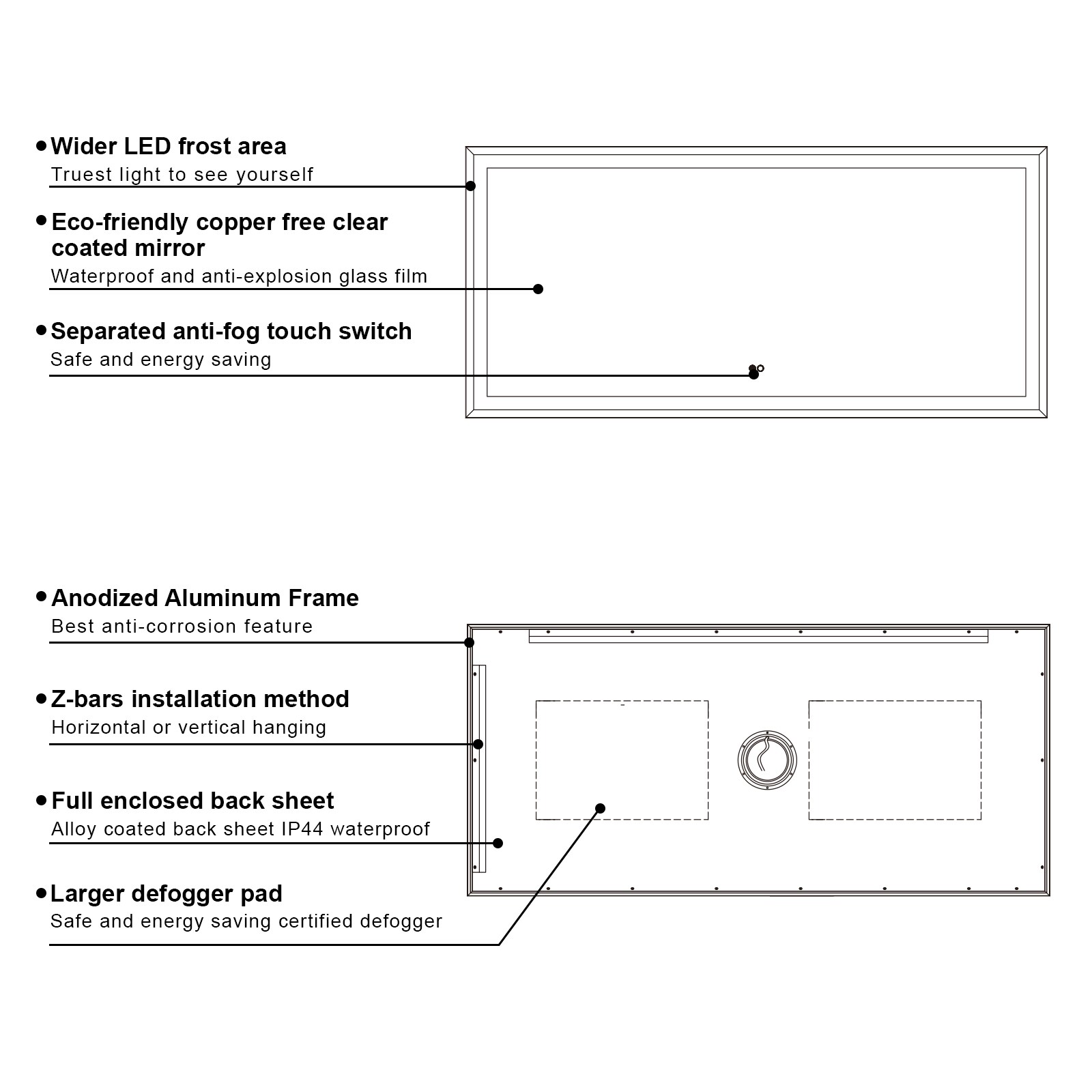 Forclover MRW-6F6028MB Framed-Bath-Mirrors - View #10