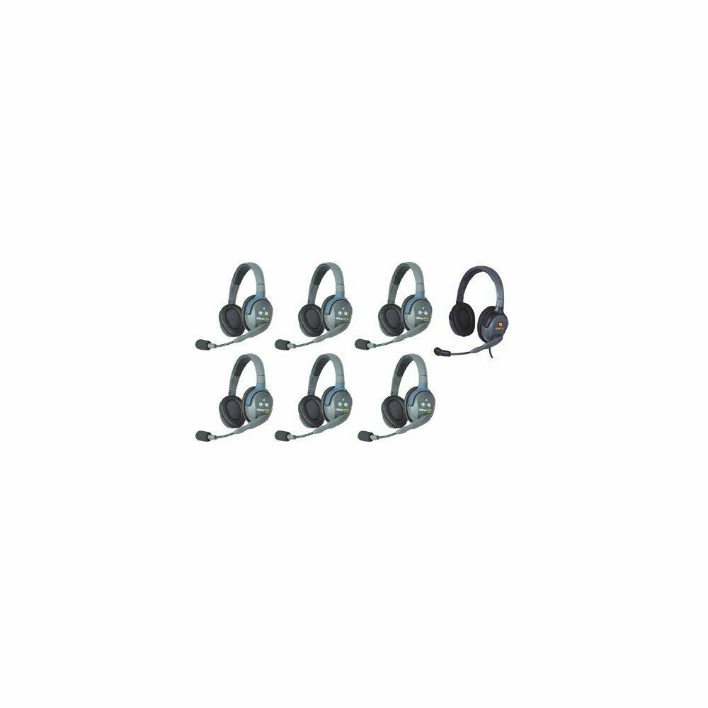  TCNCD347415 Eartec EAR-HUB7DMXD UltraLITE and HUB 7 Person Intercom System with 6 Double Headsets and 1 Max 4G Double Headset