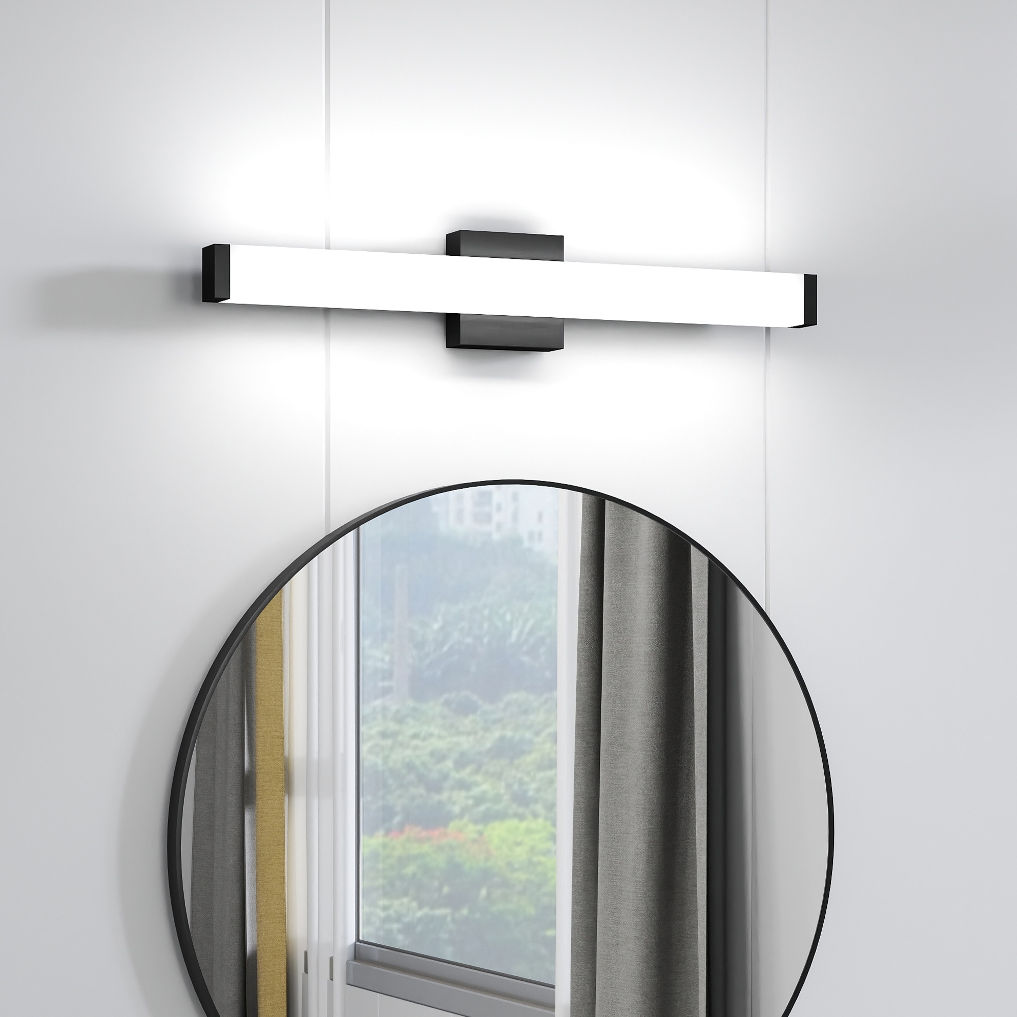 Tinyhomie 25 Inch Black Bathroom Vanity Light 14W LED Over Mirror Cool White Modern Bath Lighting Fixture