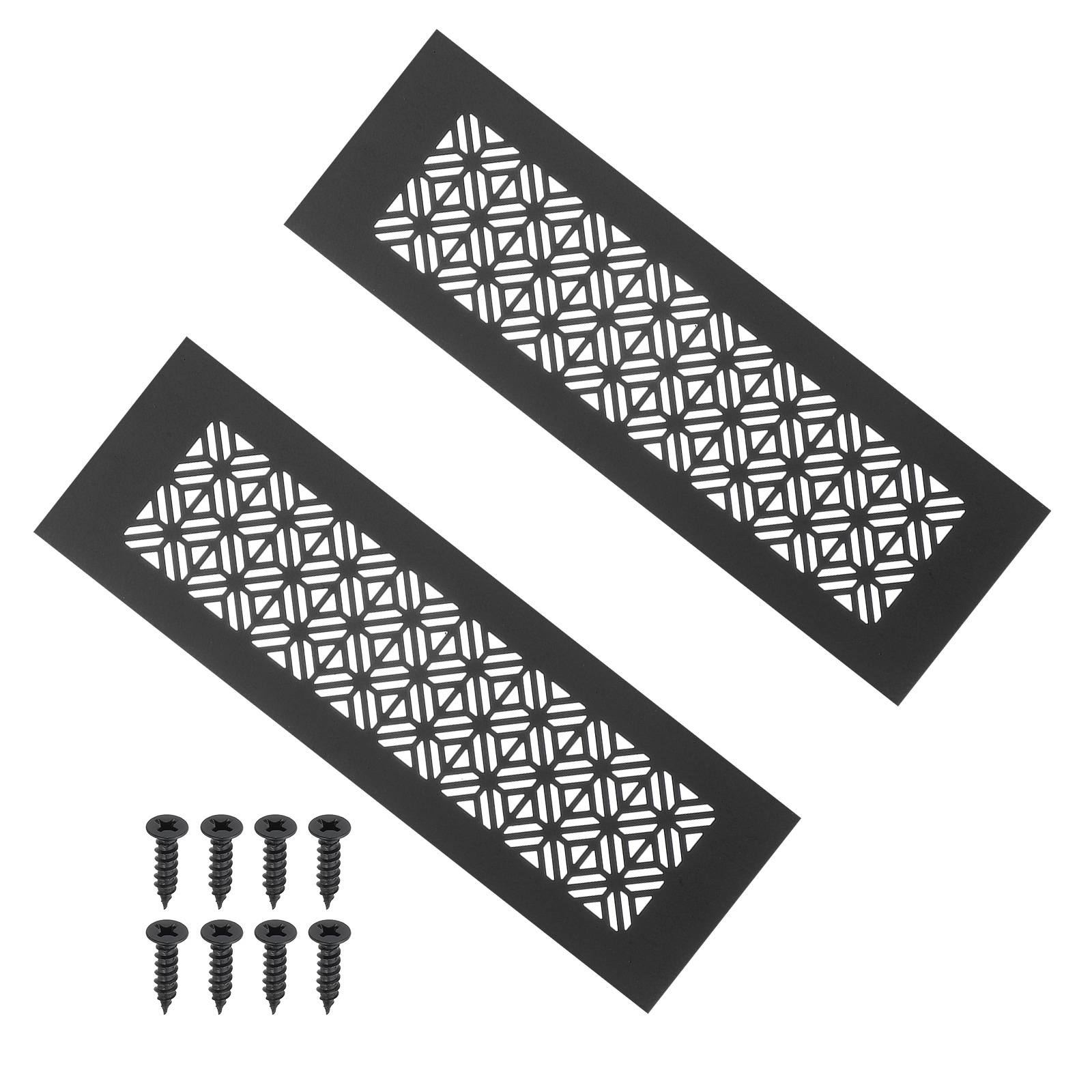 PATIKIL 10 x 3inch Door Air Vent Cover 2pcs Heavy Duty Aluminum Grille Ventilation Cover Louvered with Mounting Screws for Cabinet Wardrobe Door Black