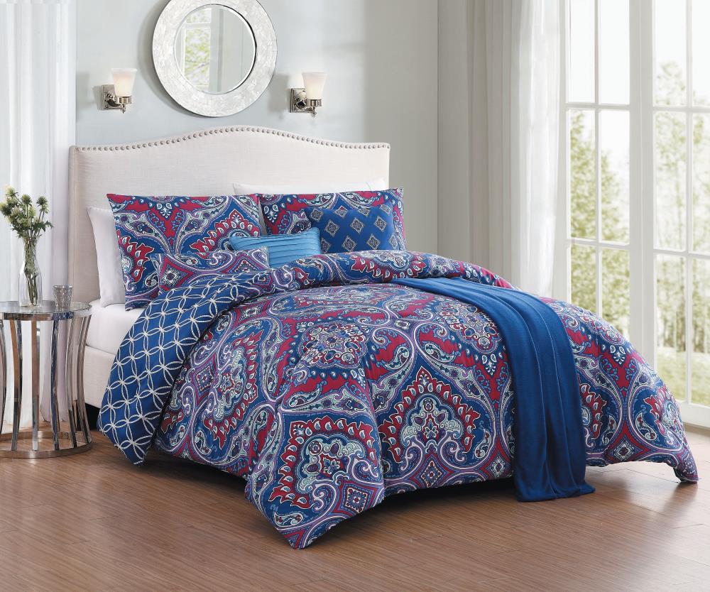 Geneva Home Fashion Cantara 7-Piece Blue Queen Comforter Set at Lowes.com