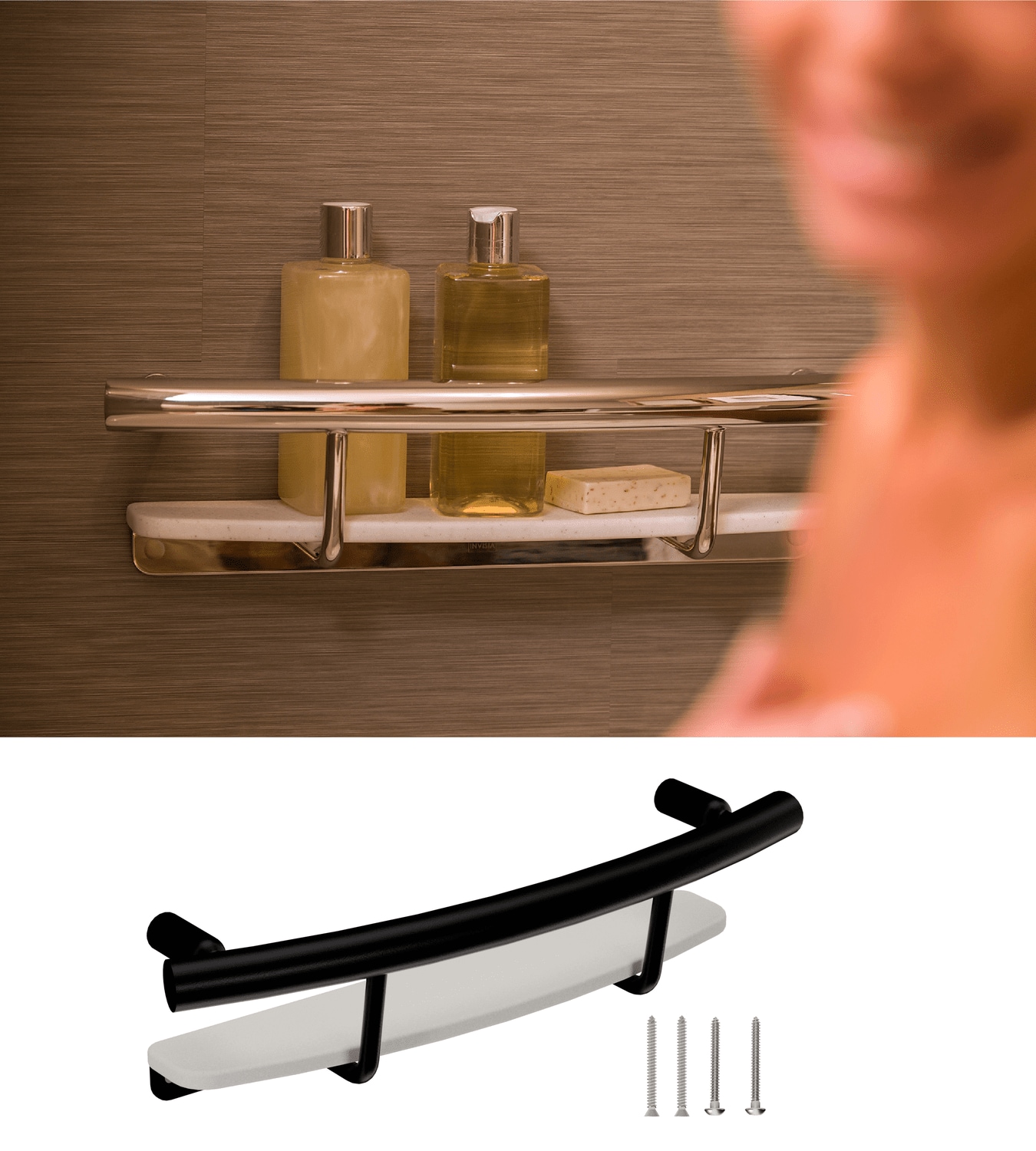 Invisia INV-SHS-BLK 20-in Matte Black Wall mount ADA Compliant Grab Bar ( 500-lb Weight Capacity )