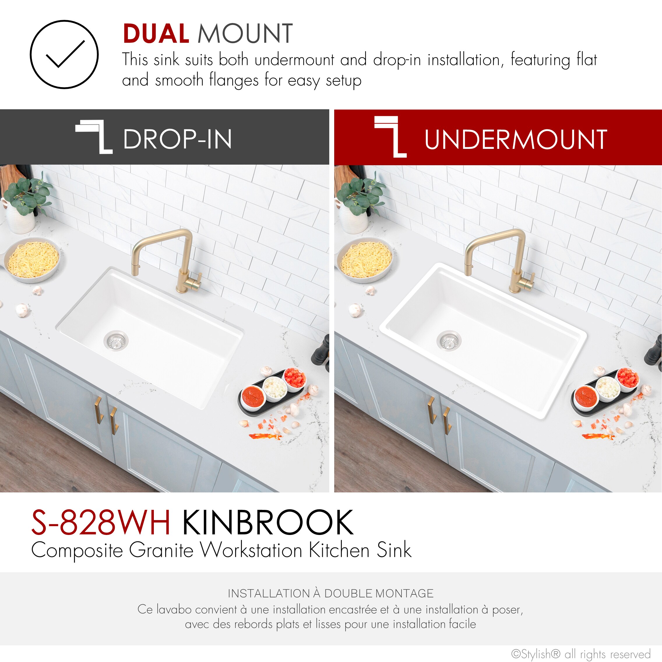 Stylish S-828WH1 Kitchen-Sinks - View #6