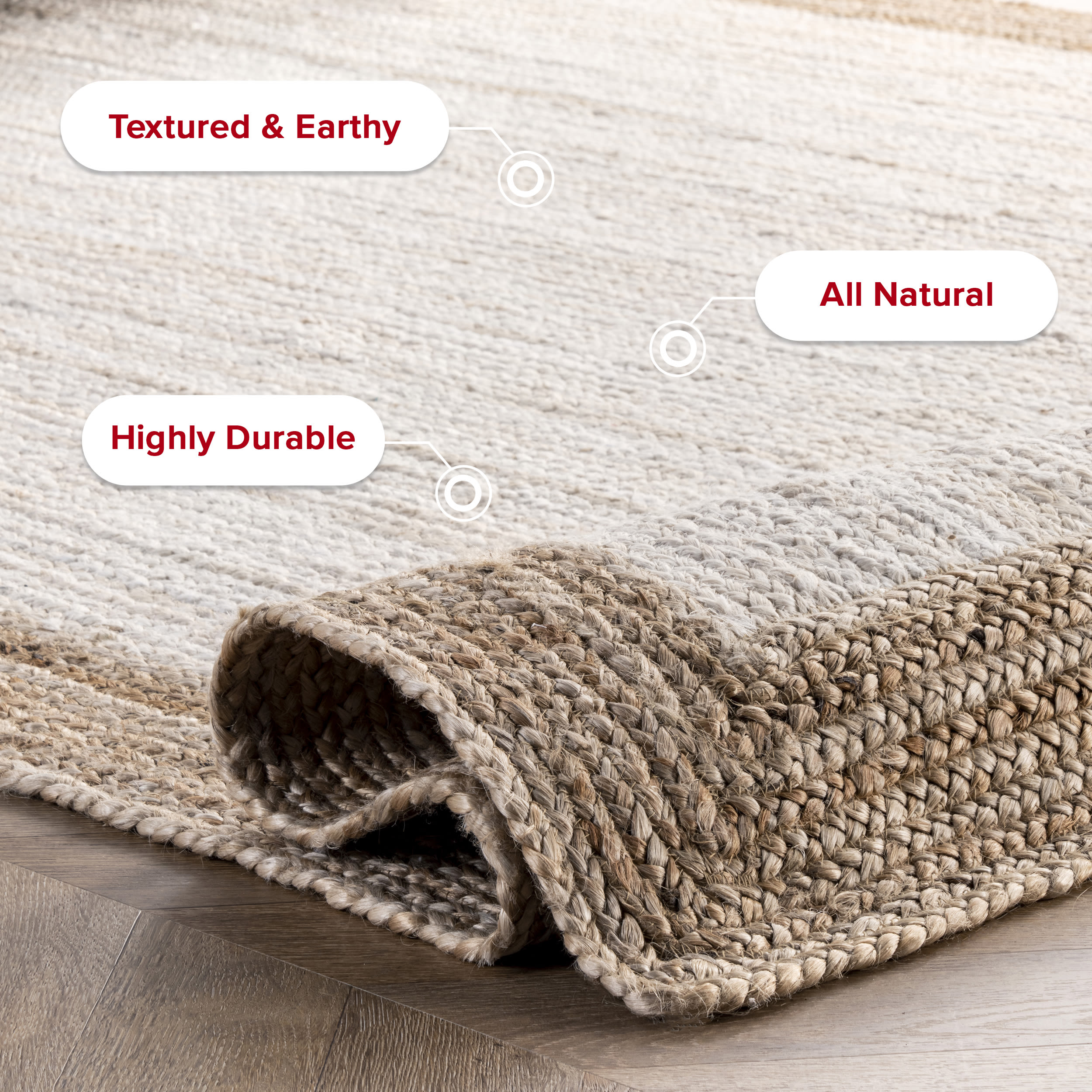 Braided Handmade Reversible Blue Jute 4' x 6' Area Rug