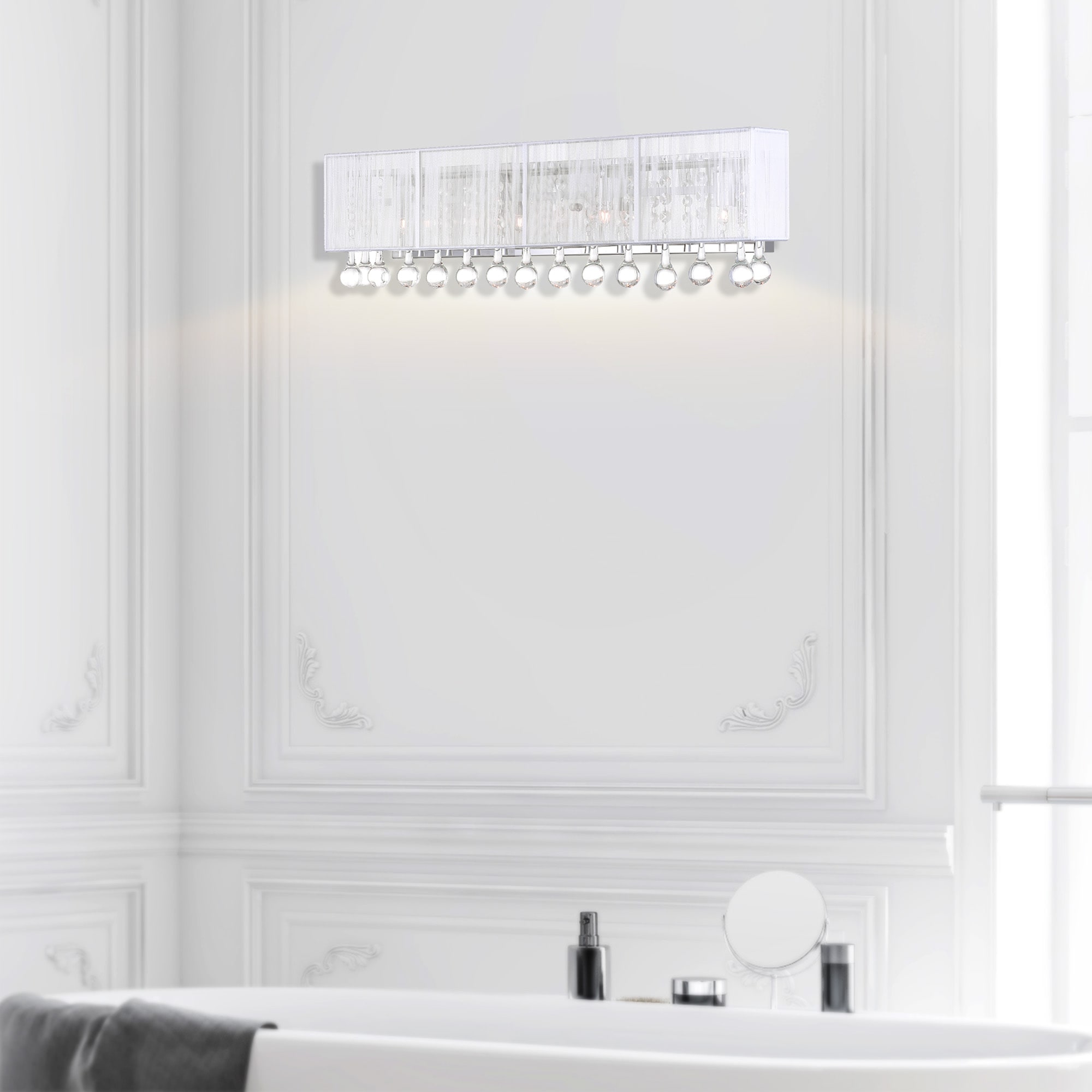CWI Lighting 5005W24C-RC (W) Water Drop 24-Inches 4 -Light Chrome Modern/contemporary Vanity light