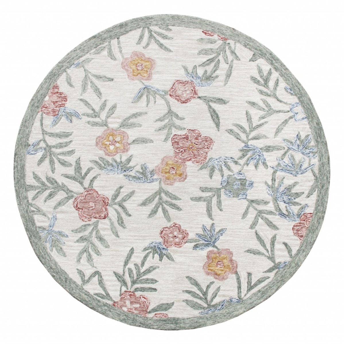HomeRoots 4000396209 6 x 6 (ft) Wool Cream Multi Round Indoor Area rug