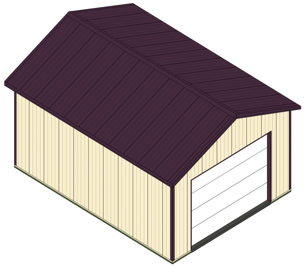 MASTER Building Components BKL24321235 Ivory 24-ft W x 12-ft H x 32-ft L Pole Barn Kit