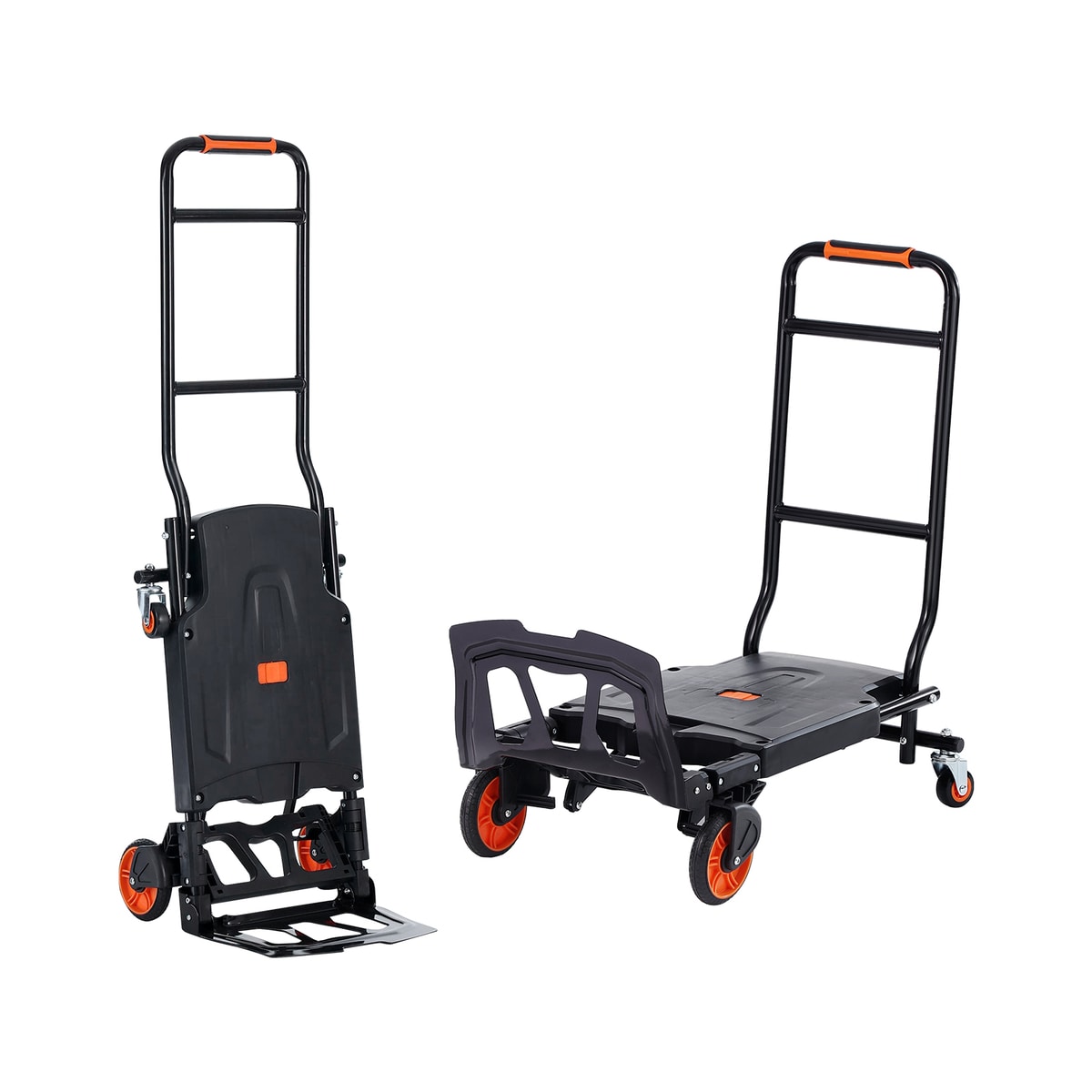 Loheer Heavy Duty 300-lb Capacity 2-in-1 Convertible Aluminum Hand Truck and Folding Platform Dolly Cart with Solid Rubber Wheels #T3342P488492
