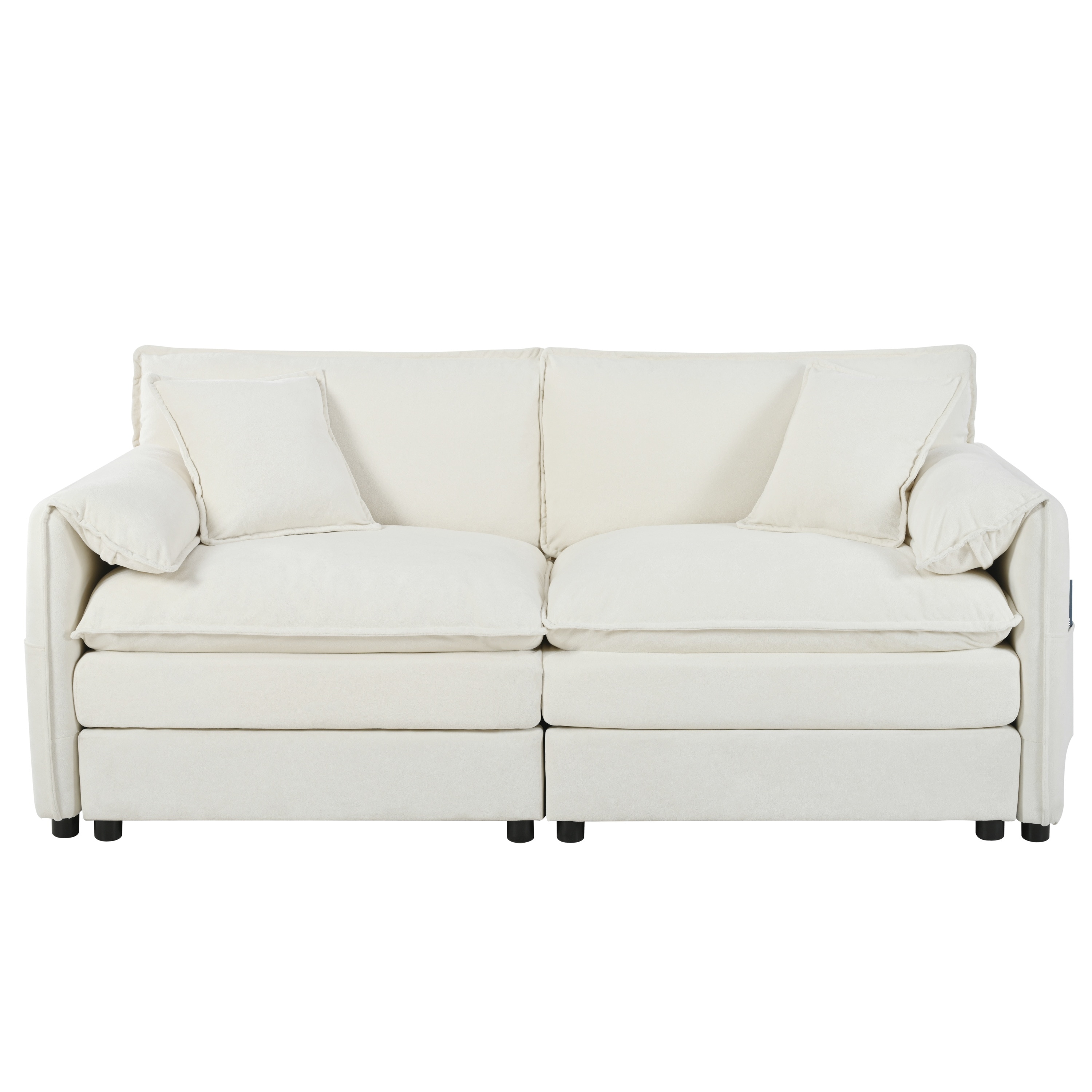 Horizons Prime 76 inch Beige Chenille Oversized 2-Seater Loveseat Sofa with Extra-Deep Seat and Modular Design