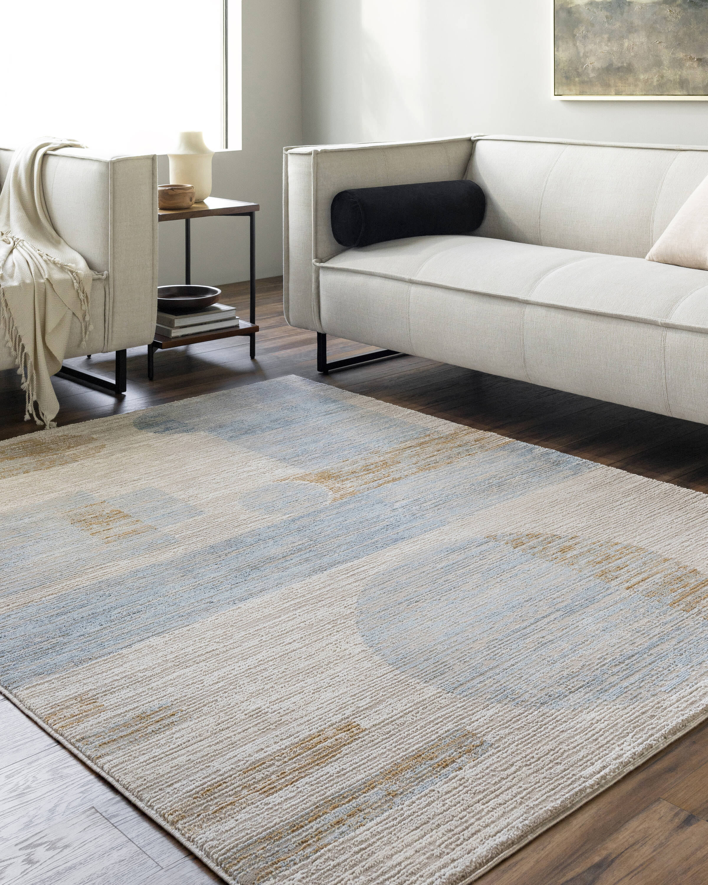 Livabliss ALG2350-537 Allegro 5 x 7 (ft) Loomed Polyester Tan Rectangular Indoor Geometric Mid-Century Modern Machine washable Area rug