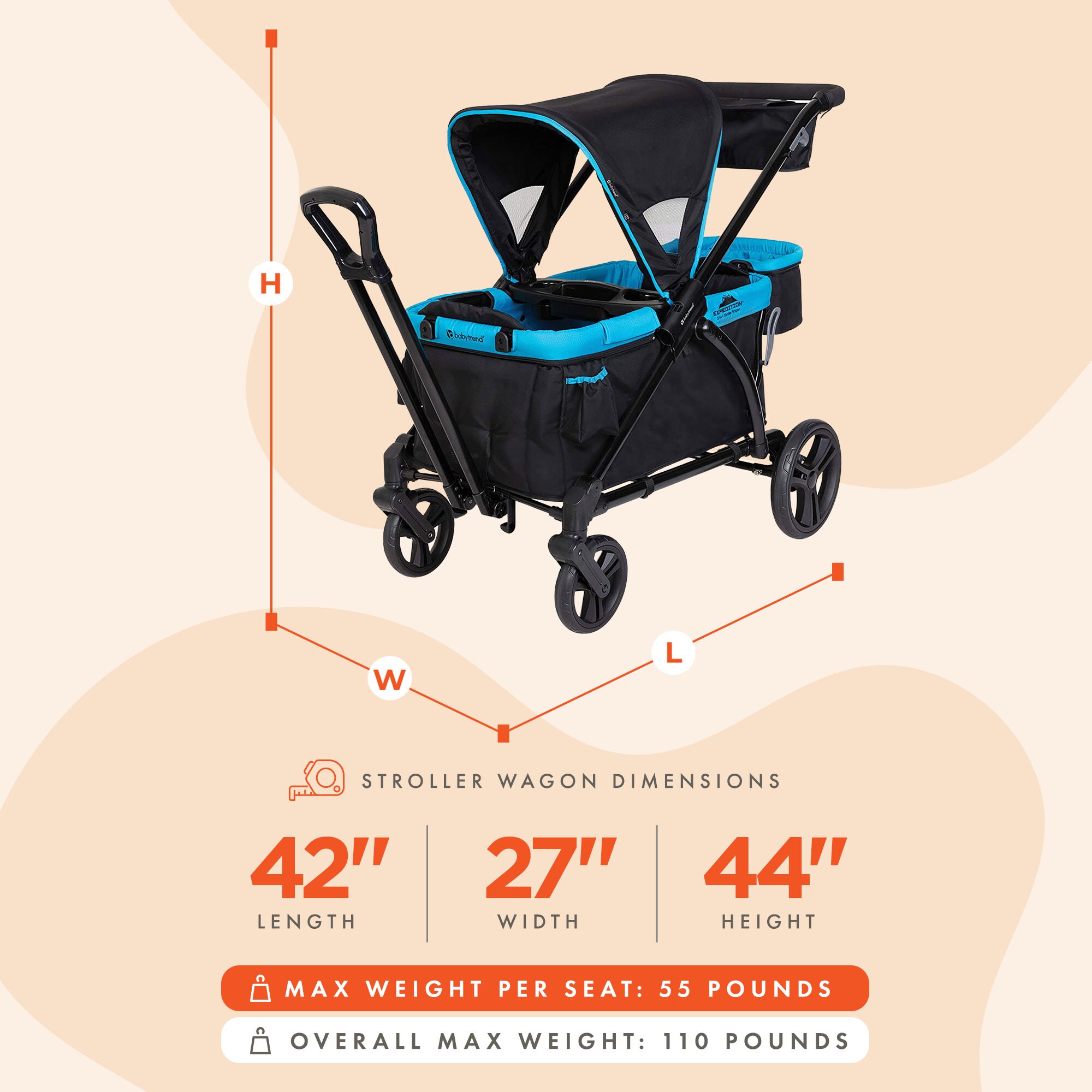 Baby Trend Kids Expedition 2-in-1 Stroller Wagon Plus - Ultra Marine