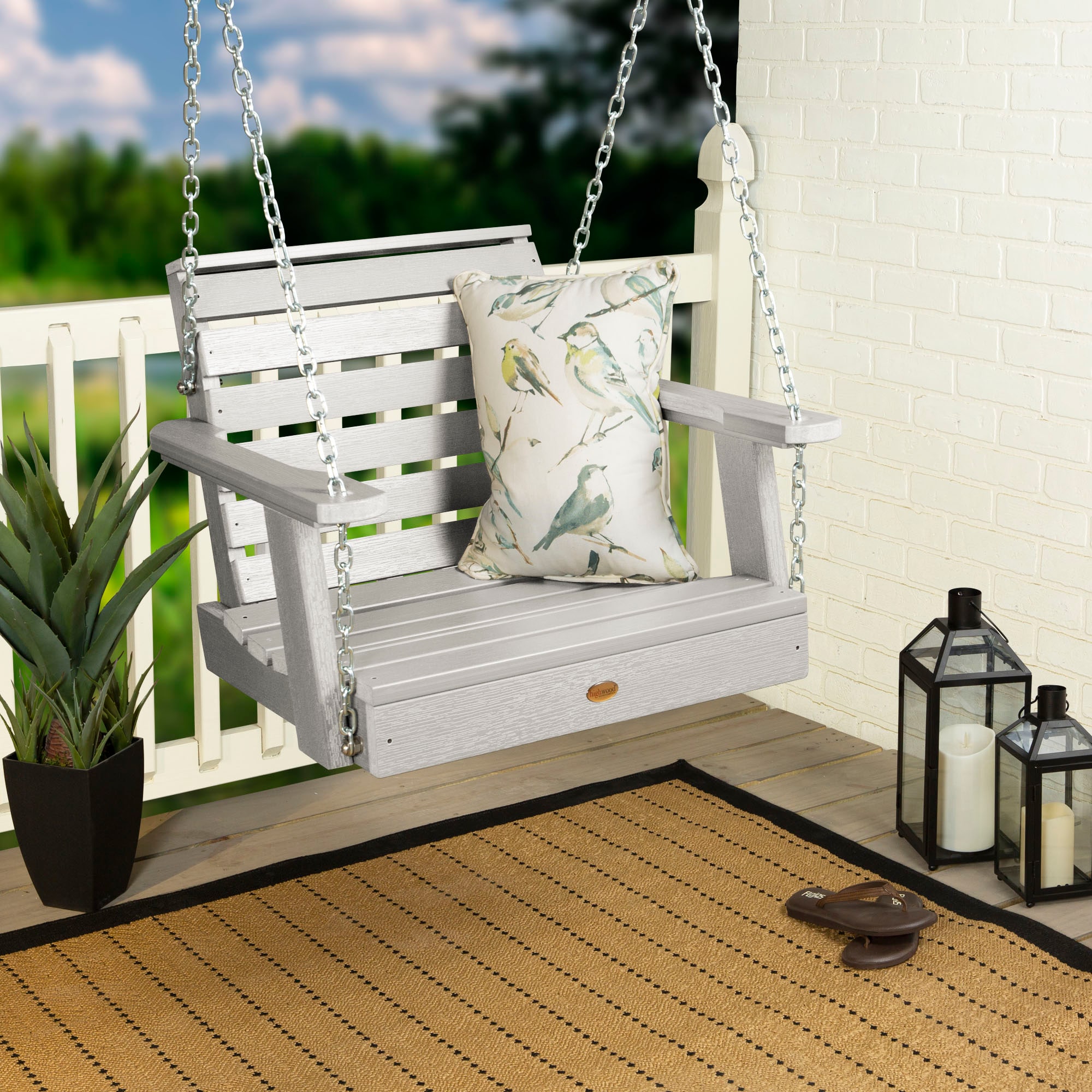 highwood AD-PORW3-HGR The Weatherly 1 -person Harbor Gray Recycled plastic Outdoor Swing