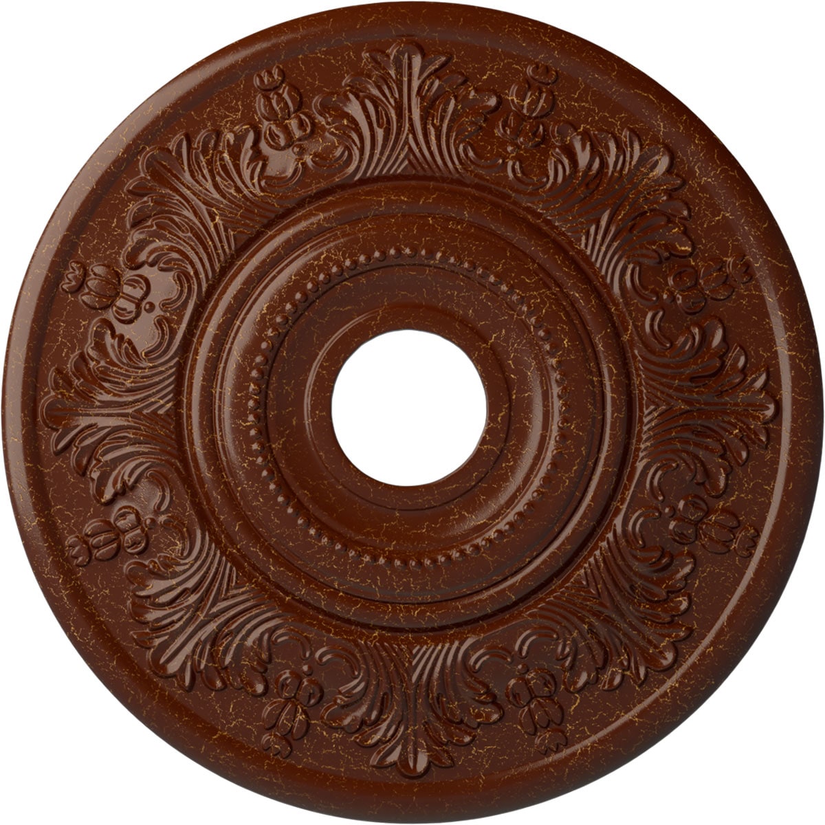Ekena Millwork CM20VIBMC Vienna 20-in W x 20-in L Painted Burnished Mahogany Crackle Polyurethane Whole Ceiling Medallion