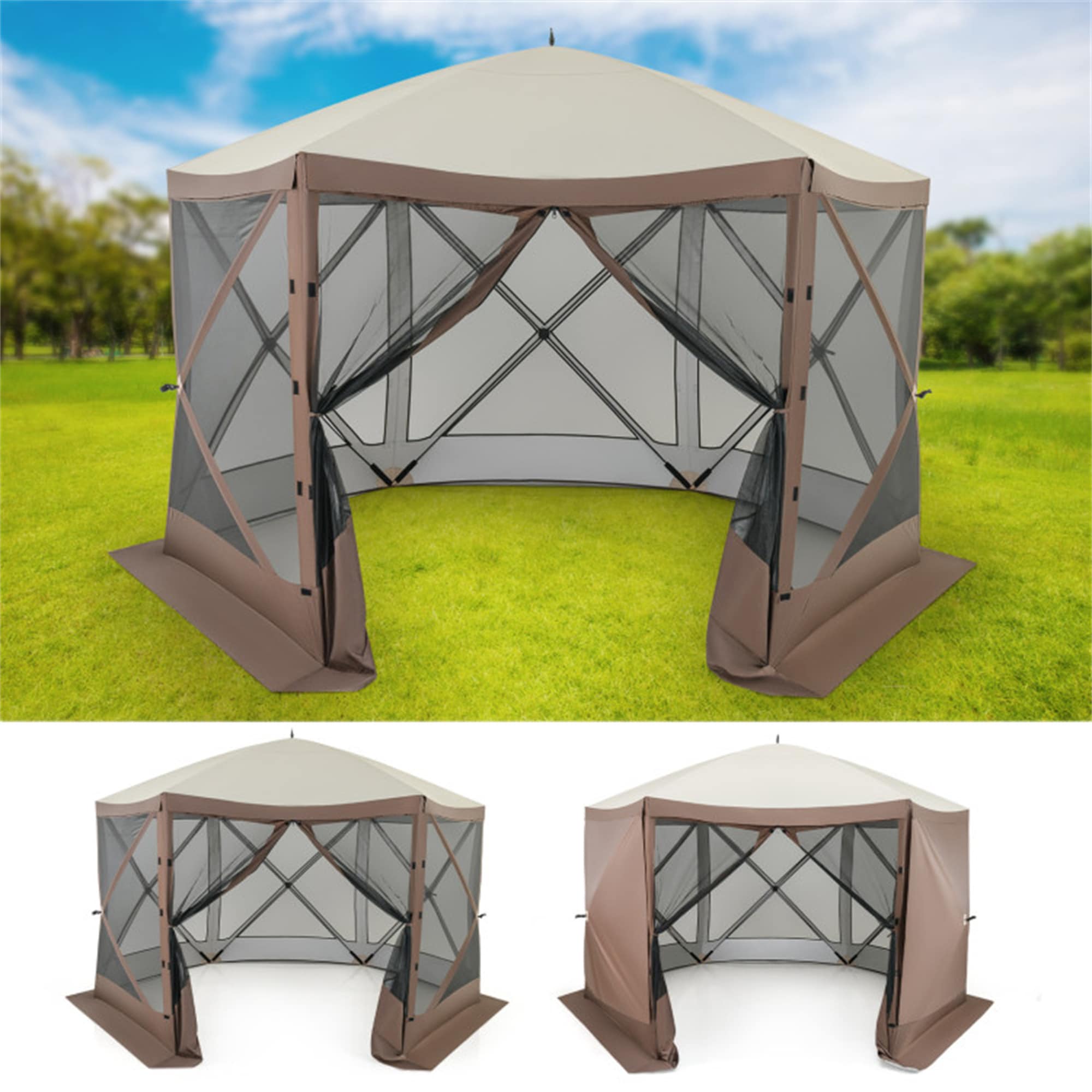BABOOM BOM-P174144-OR Pop Up Canopy Tent Polyester 6 -Person Screen tent