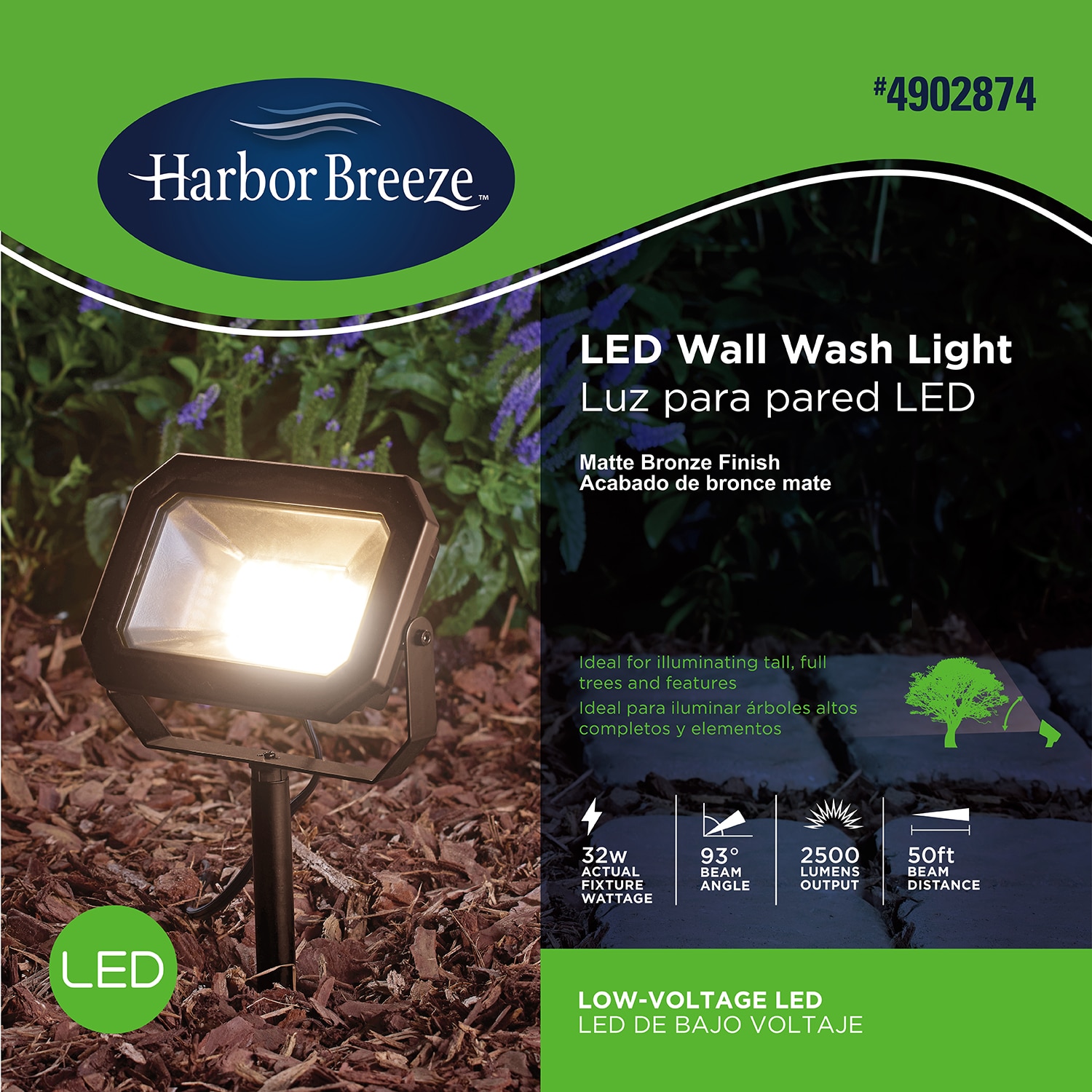 Shop Harbor Breeze 500-Lumen 7-Watt Black Low Voltage Hardwired LED Spot  Light with Ring Light Transformer at