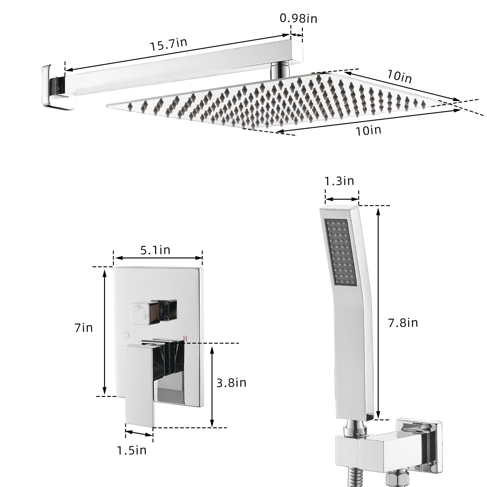 GLANZEND 6514COF7U Tub-Shower-Faucets - View #7